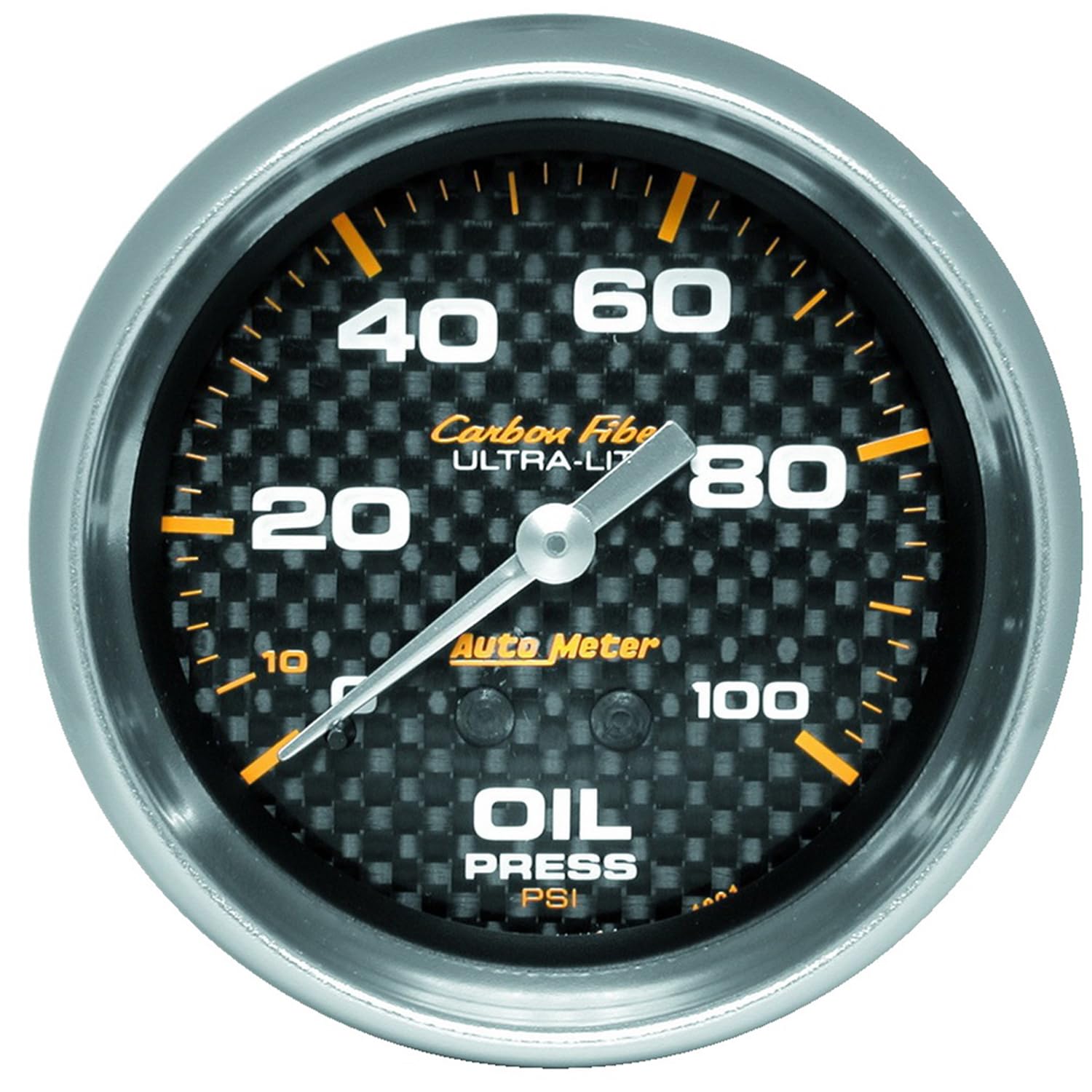 AUTO METER 4821 Carbon Fiber Mechanical Oil Pressure Gauge - 0-100 PSI, 2-1/16