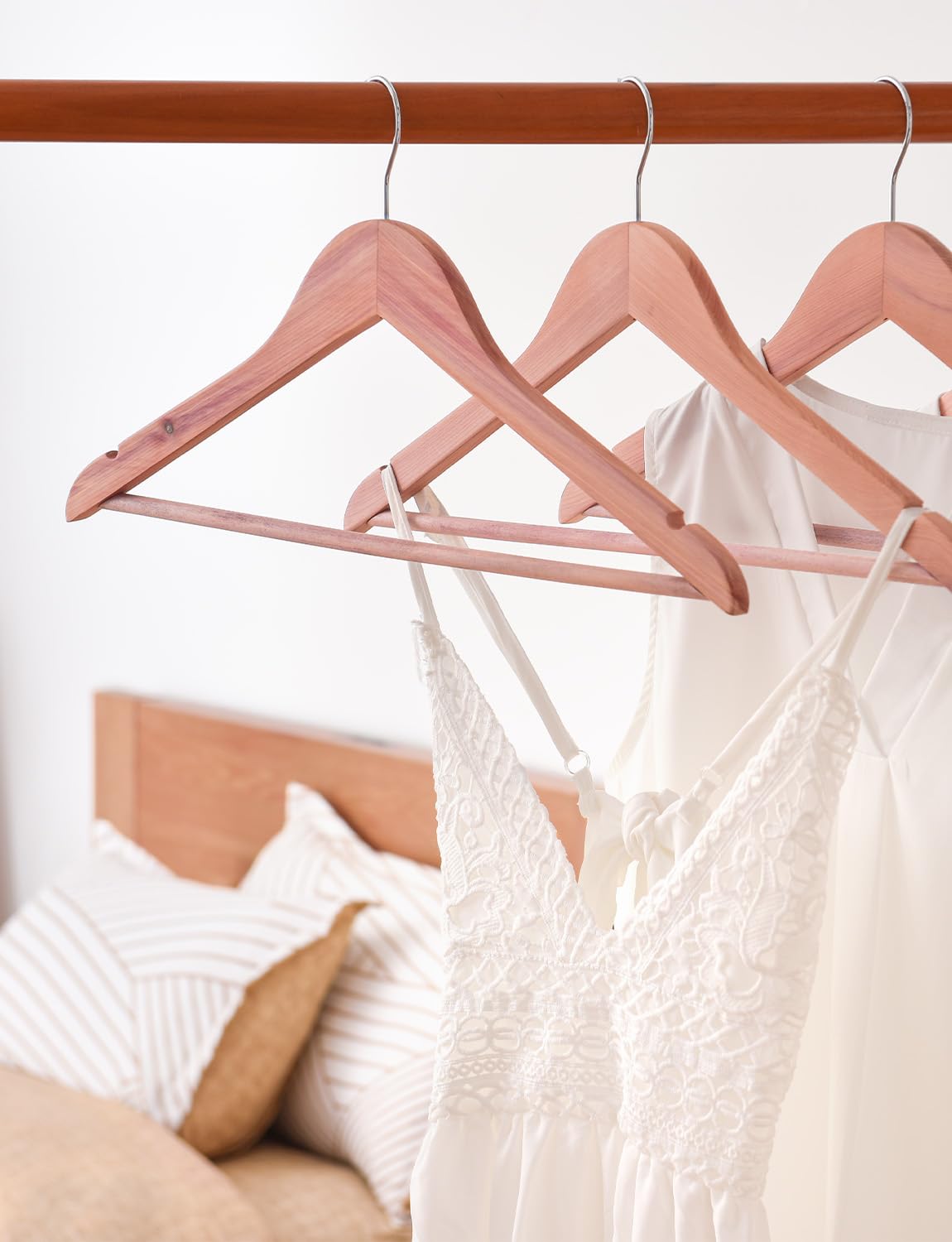 Premium Cedar Wood Clothes Hangers 10-Pack - Natural Wooden Coat Hangers for Shirts, Jackets, Pants, Suits & Sweaters | Durable & Space-Saving Closet Organization for Home, Office & Retail Stores