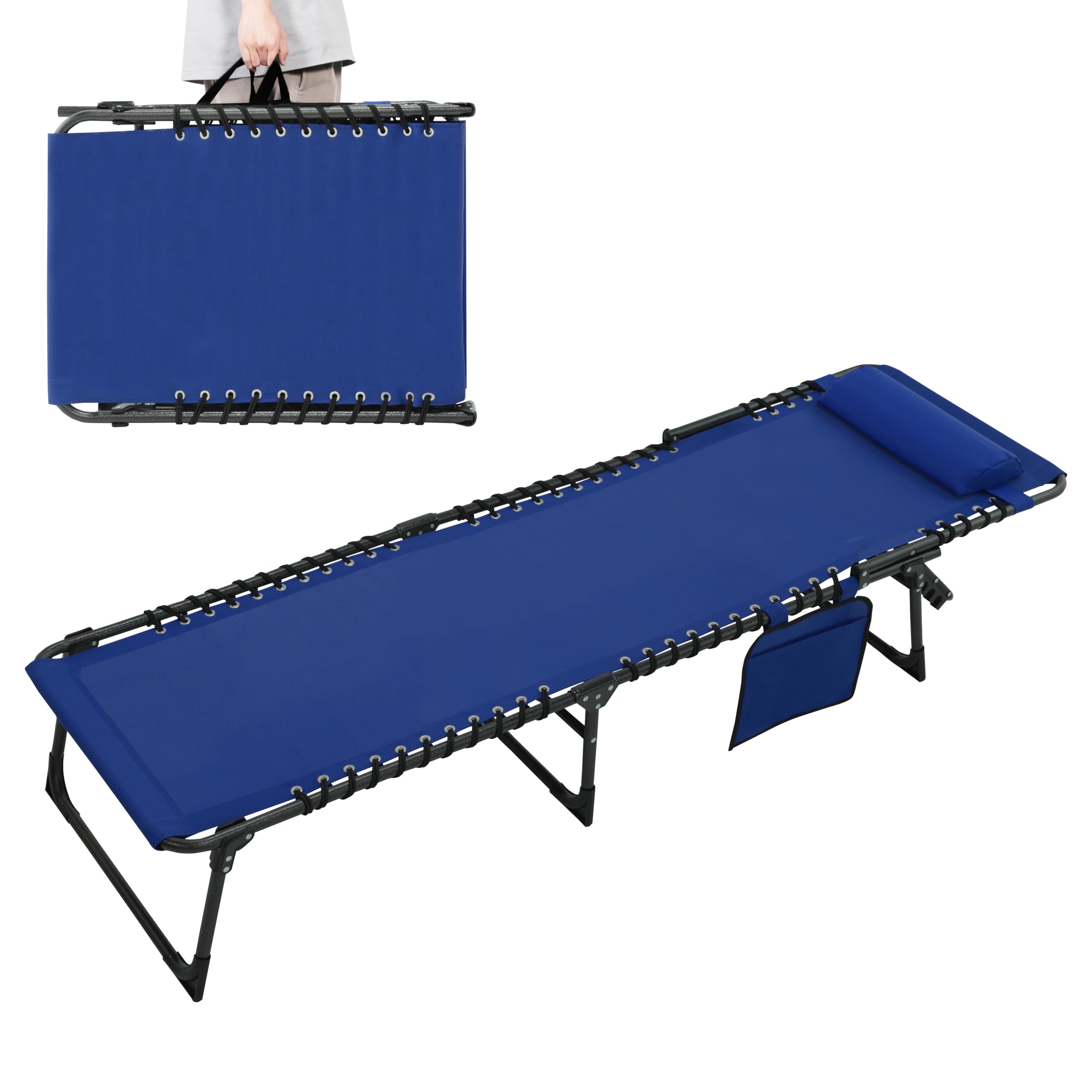 VEIKOU 5-Position Adjustable Chaise Lounge Chair - Upgraded Folding Outdoor Sun Lounger for Patio, Poolside, Beach & Backyard - Perfect for Sunbathing, Relaxing & Outdoor Lounging - Blue Reclining Chair