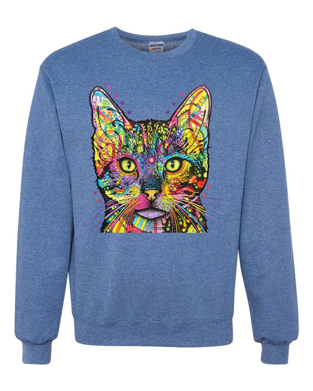 Wild Bobby Colorful Cat Graphic Sweatshirt - Dean Russo Art Inspired Unisex Crewneck for Cat Lovers | Perfect Gift for Cat Moms & Dads | Cozy Lounge Wear & Casual Outfit