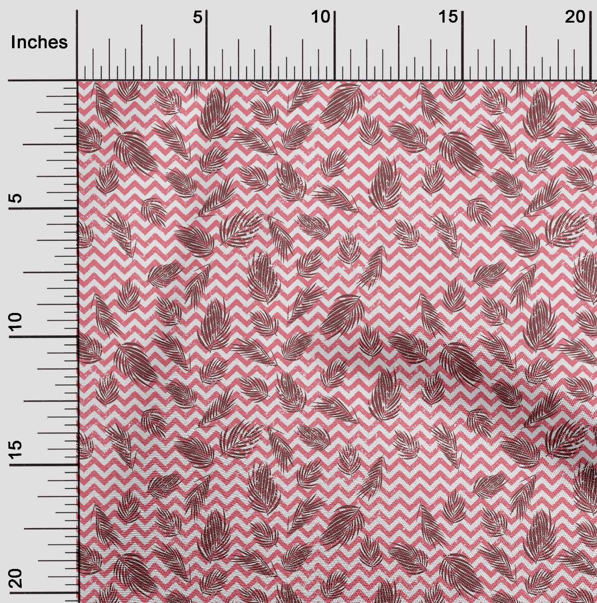 oneOone Polyester Spandex Rose Pink Chevron Print Fabric - 56 Inch Wide Dress Material for DIY Clothing, Home Decor & Craft Projects | Soft Stretchy Leaf Pattern Fabric by The Yard