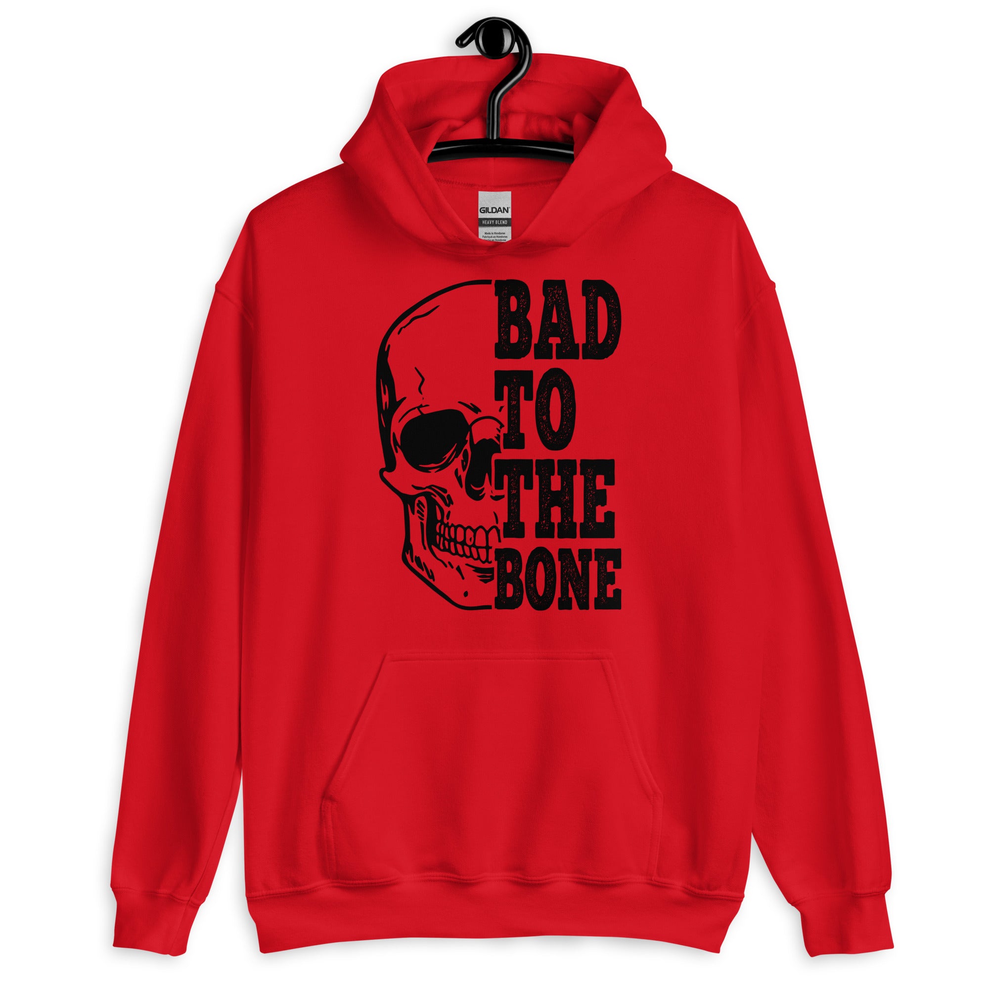 Bad To The Bone Skull Print Hoodie - Men's & Women's Gothic Streetwear Pullover for Halloween, Concerts & Urban Fashion