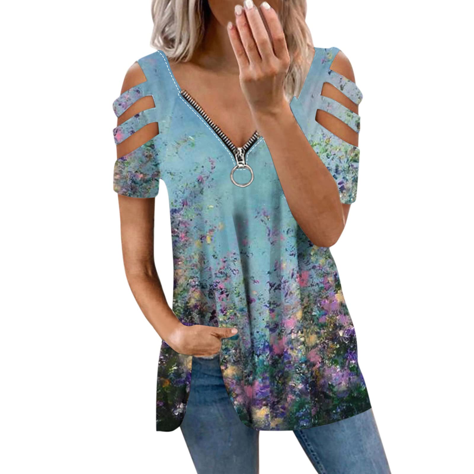 Women's Plus Size Casual Short Sleeve T-Shirt - Flowy O-Neck Printed Blouse for Everyday Wear | Comfortable Loose Fit Top for Work, Weekend & Summer Outfits