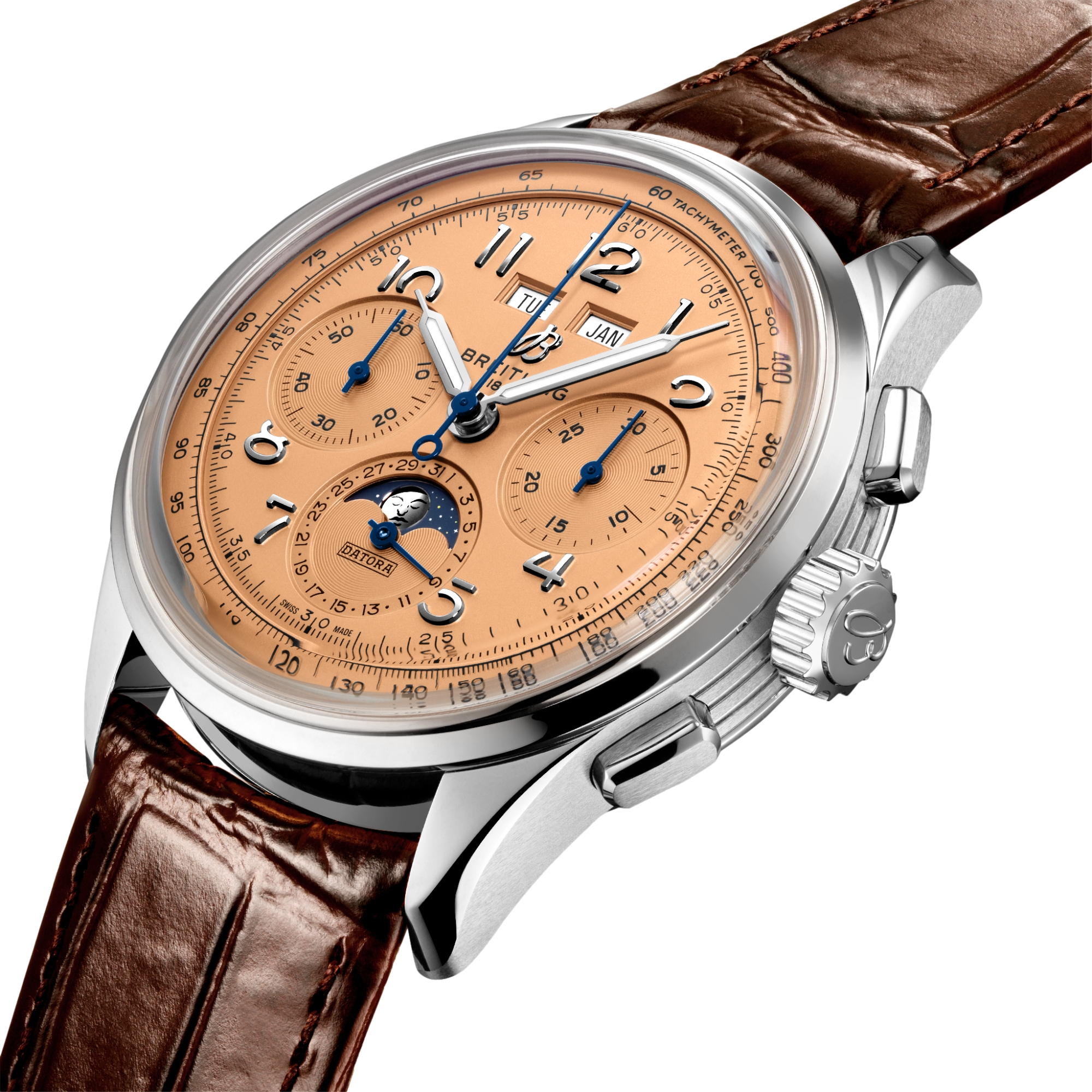 Premier B25 Datora 42mm Copper Men's Watch with Genuine Leather Strap - Perfect for Business, Formal Events & Everyday Wear