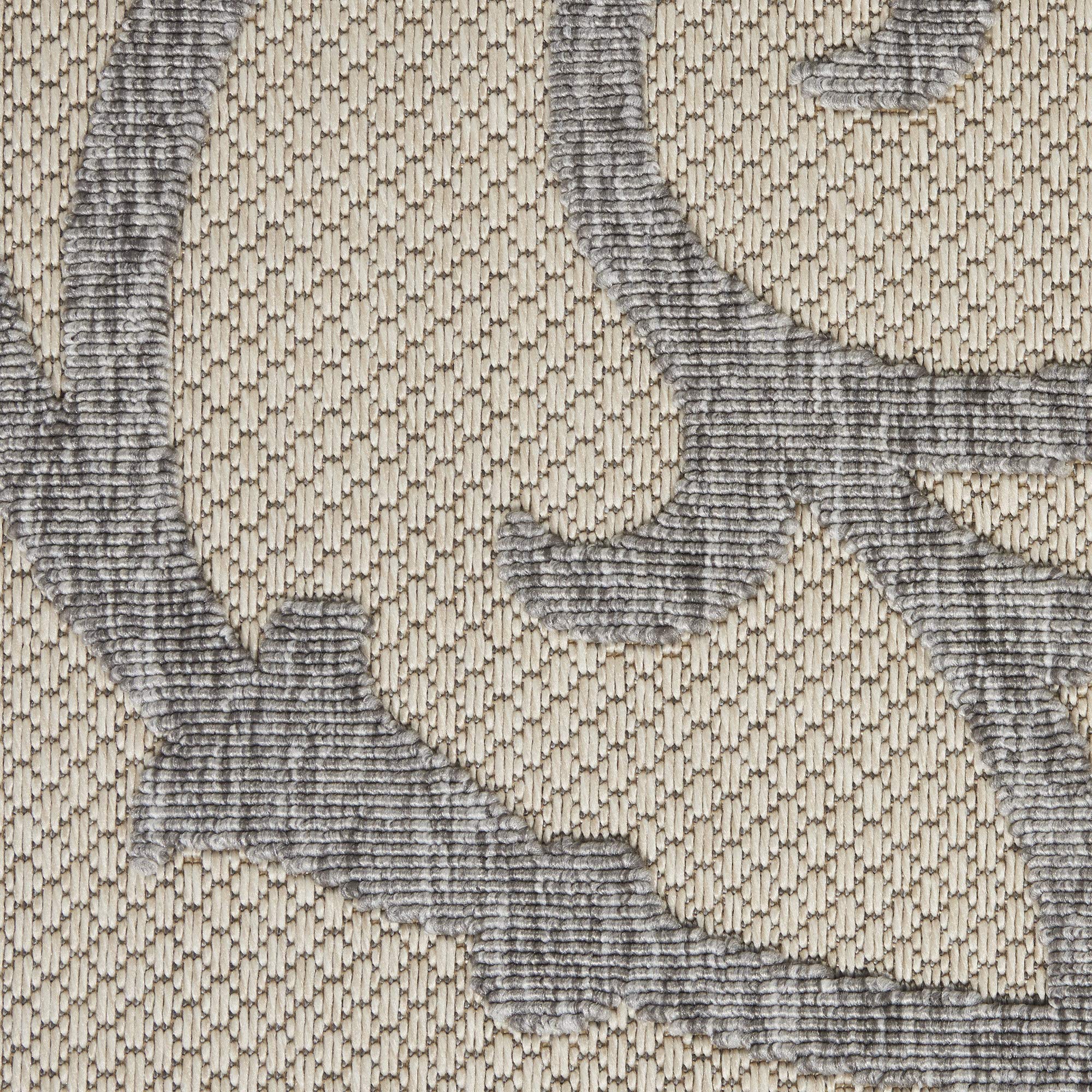 Nourison Palamos 6' x 9' Indoor/Outdoor Area Rug in Cream Grey - Easy to Clean, Non-Shedding, Stain Resistant - Perfect for Bedroom, Living Room, Dining Room, Backyard, Deck & Patio - Soft & Durable for Home Decor & Outdoor Entertaining