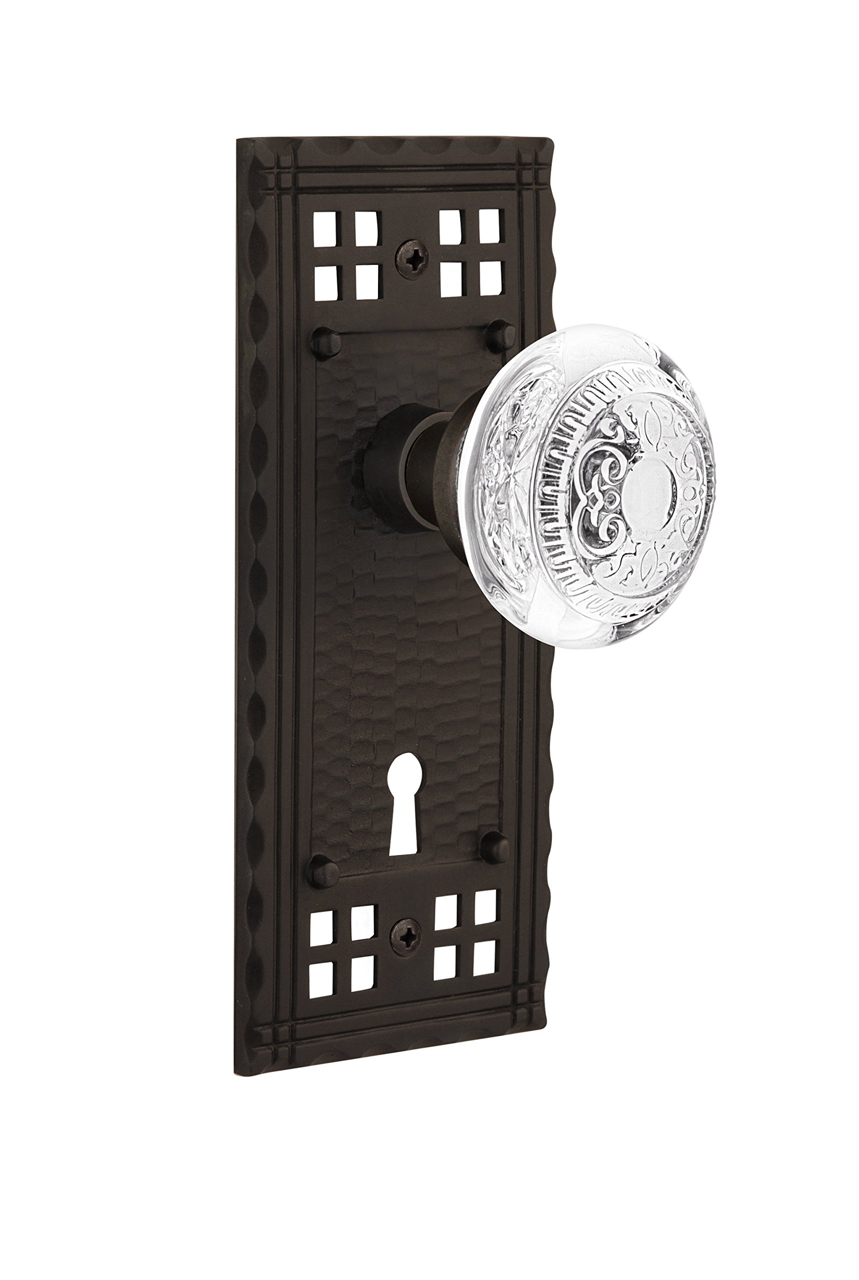 Nostalgic Warehouse 750940 Craftsman Double Dummy Door Knob - Oil-Rubbed Bronze Surface Mount - Vintage Style Hardware for Interior Doors & Cabinets