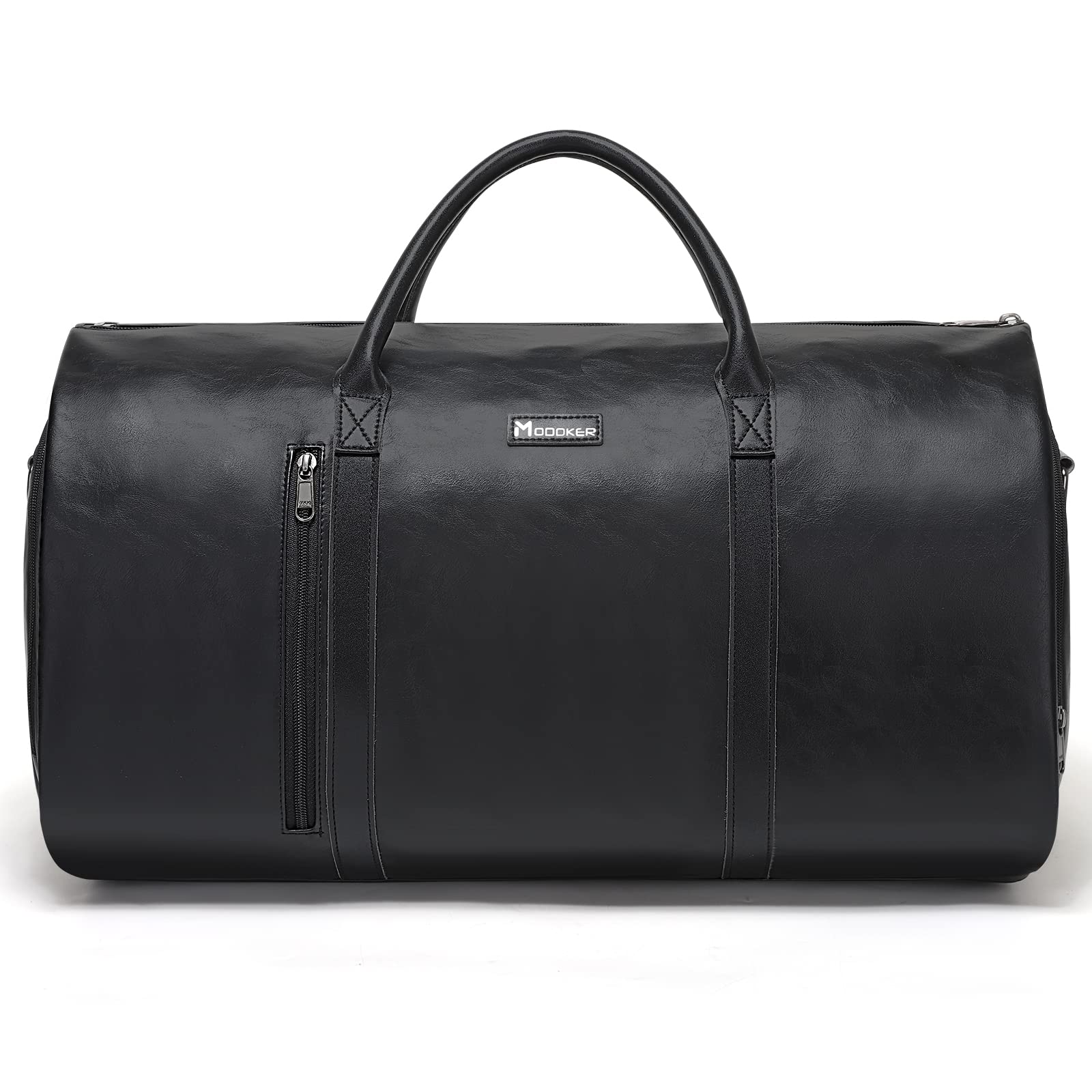 Modoker Convertible Leather Garment Bag - Waterproof Travel Garment Duffel for Business & Suit Carry On - Perfect for Men & Women Travel Accessories - Ideal for Business Trips, Weddings & Formal Events (Black)