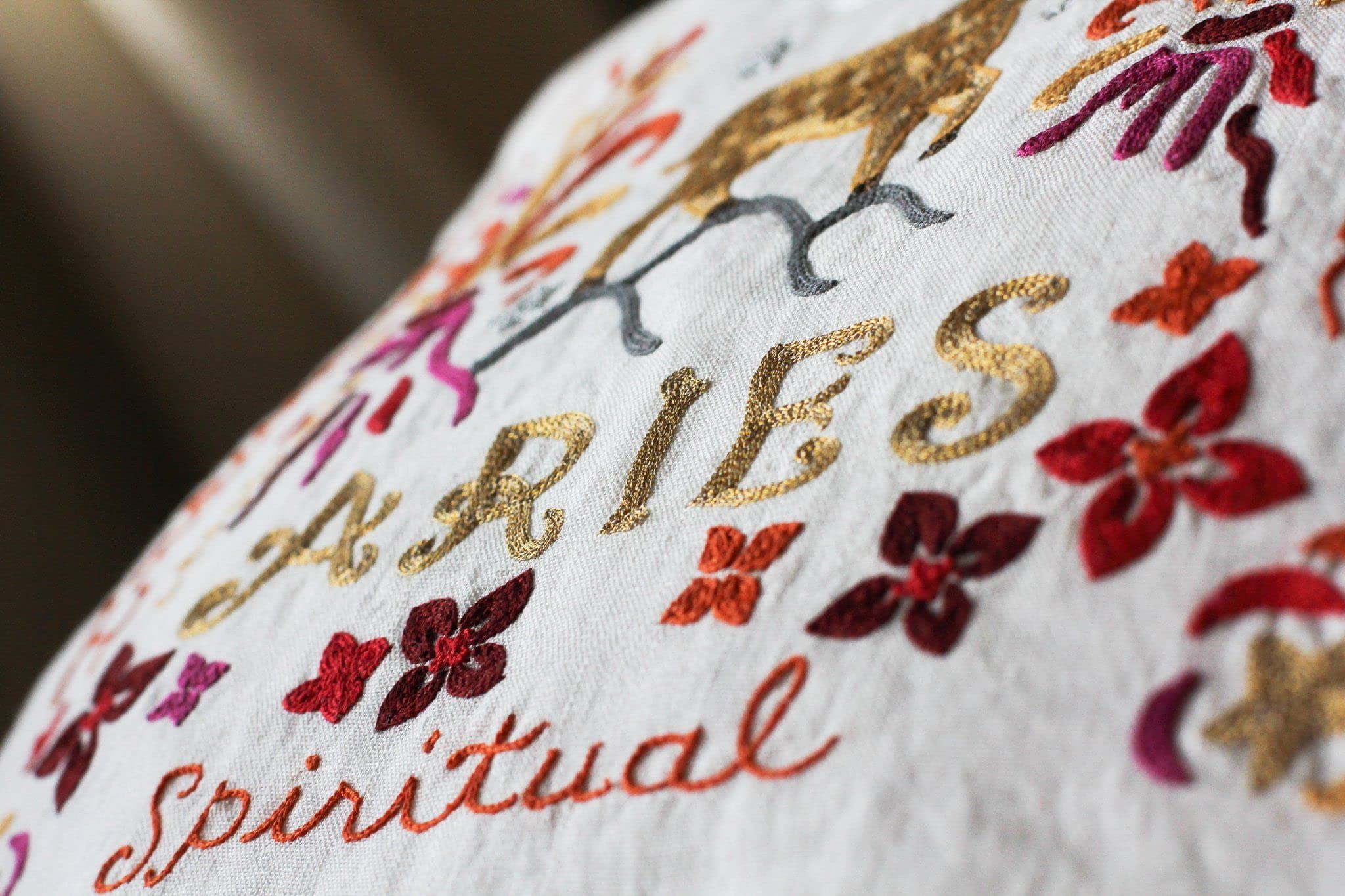 Catstudio Astrology Hand Embroidered Aries Zodiac Sign Decorative Throw Pillow - Embroidered Couch Pillow for Home Decor, Perfect Aries Gift for March & April Birthdays - Great for Sofa, Bedroom, and Living Room Decor