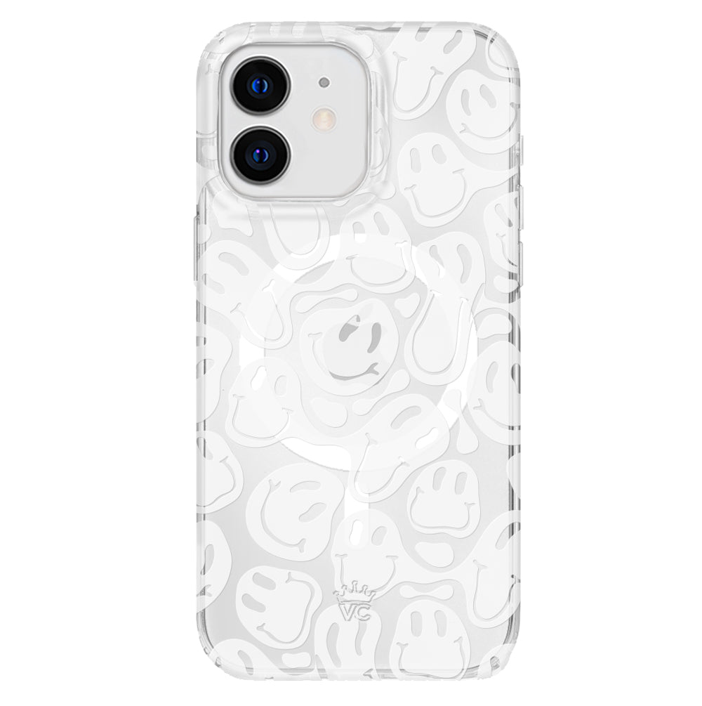 Frosted Clear Smiley Face iPhone Case - Durable Protective Cover for iPhone 13/14/15 - Cute Funny Design for Everyday Use & Gifts