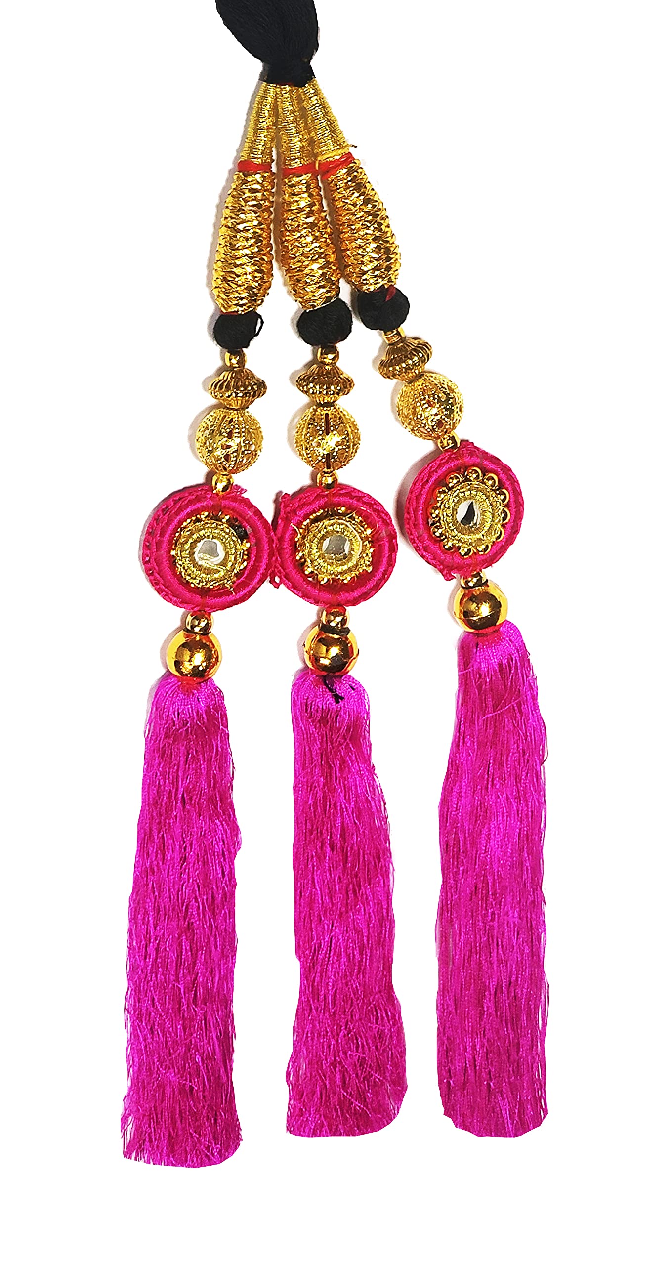 HARSHITANJAL 2-Pack Punjabi Paranda Hair Accessories for Women & Girls - Braid Tassels in Cyan & Pink | Traditional Indian Hairstyle for Weddings & Festivals