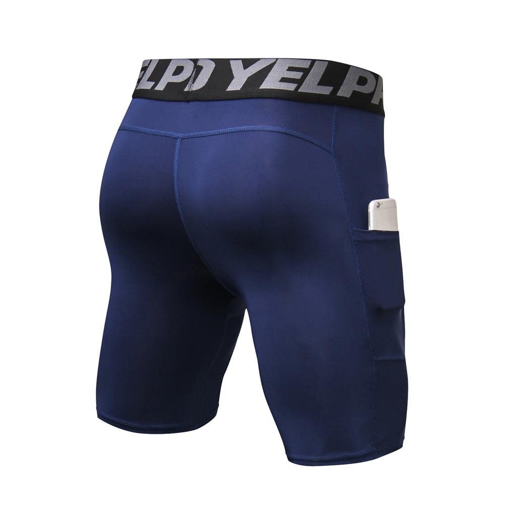 WUAI Men's Compression Shorts with Pockets - Slim Fit Quick Dry Workout Shorts for Gym, Running & Bodybuilding | Moisture Wicking Athletic Shorts for Fitness Training & Sports Activities
