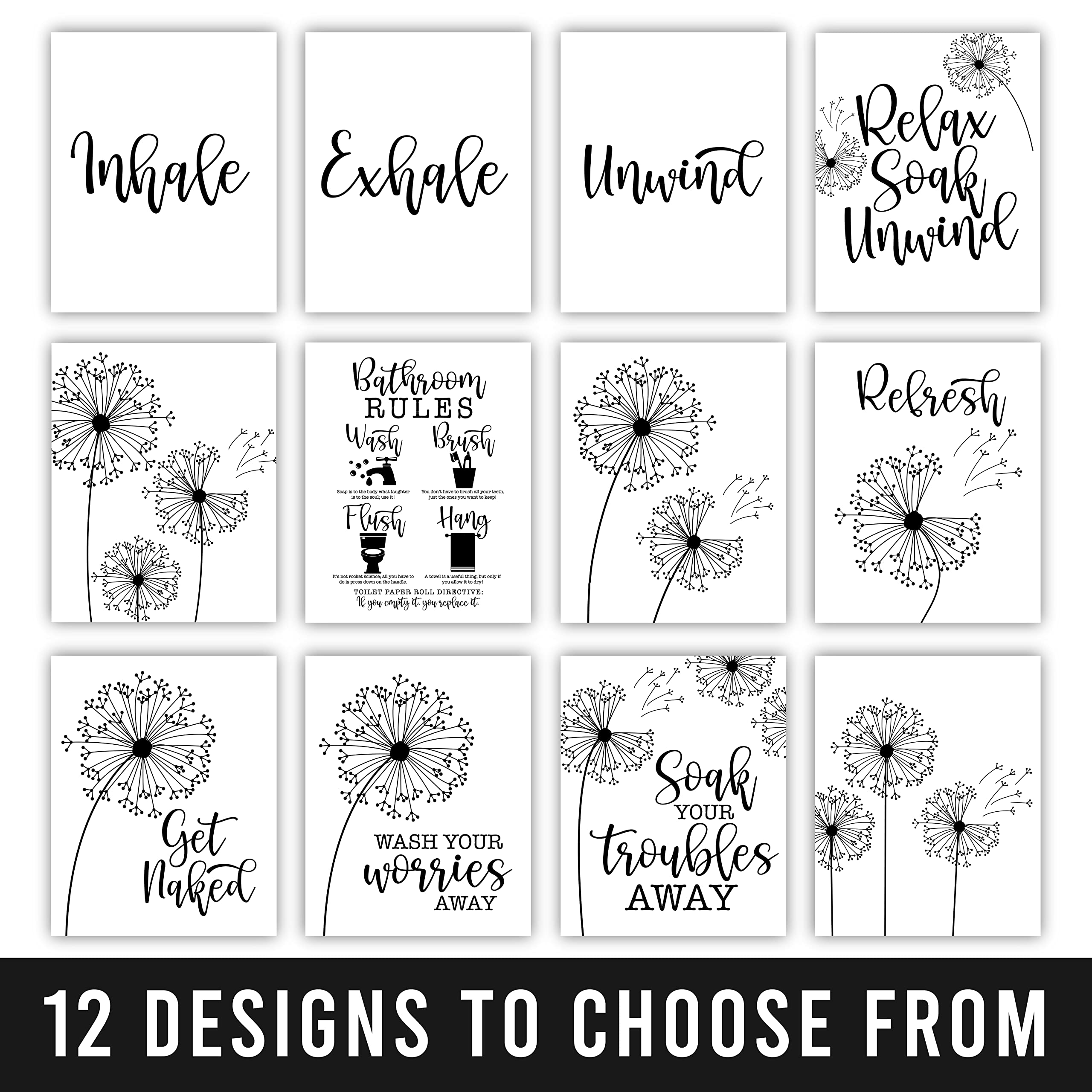 Farmhouse Dandelion Wall Art 8x10 - Bathroom Decor for Relaxation