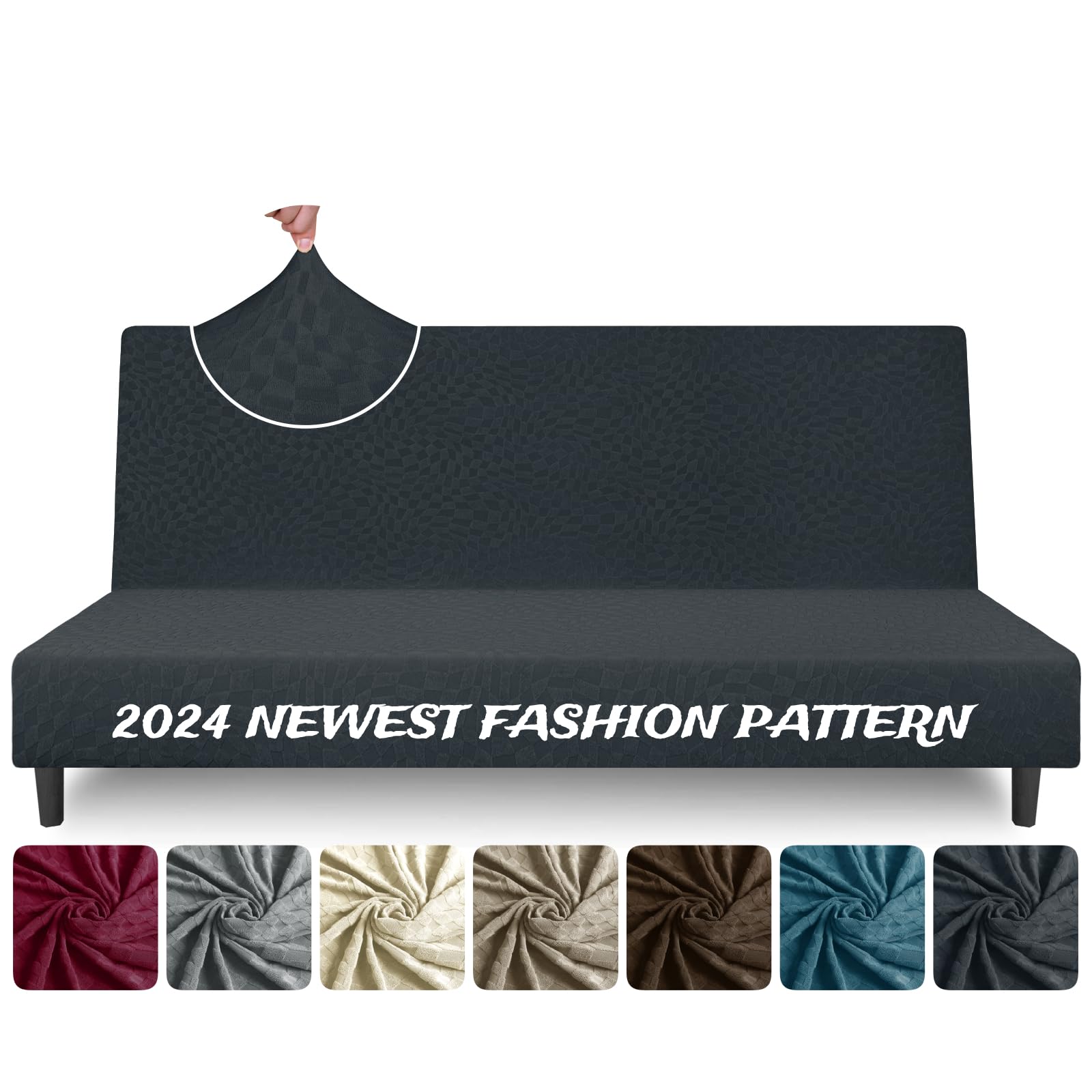 Stretch Futon Cover Full Size - Soft Durable Sofa Bed Slipcover for Pets & Home Decor (Dark Gray)
