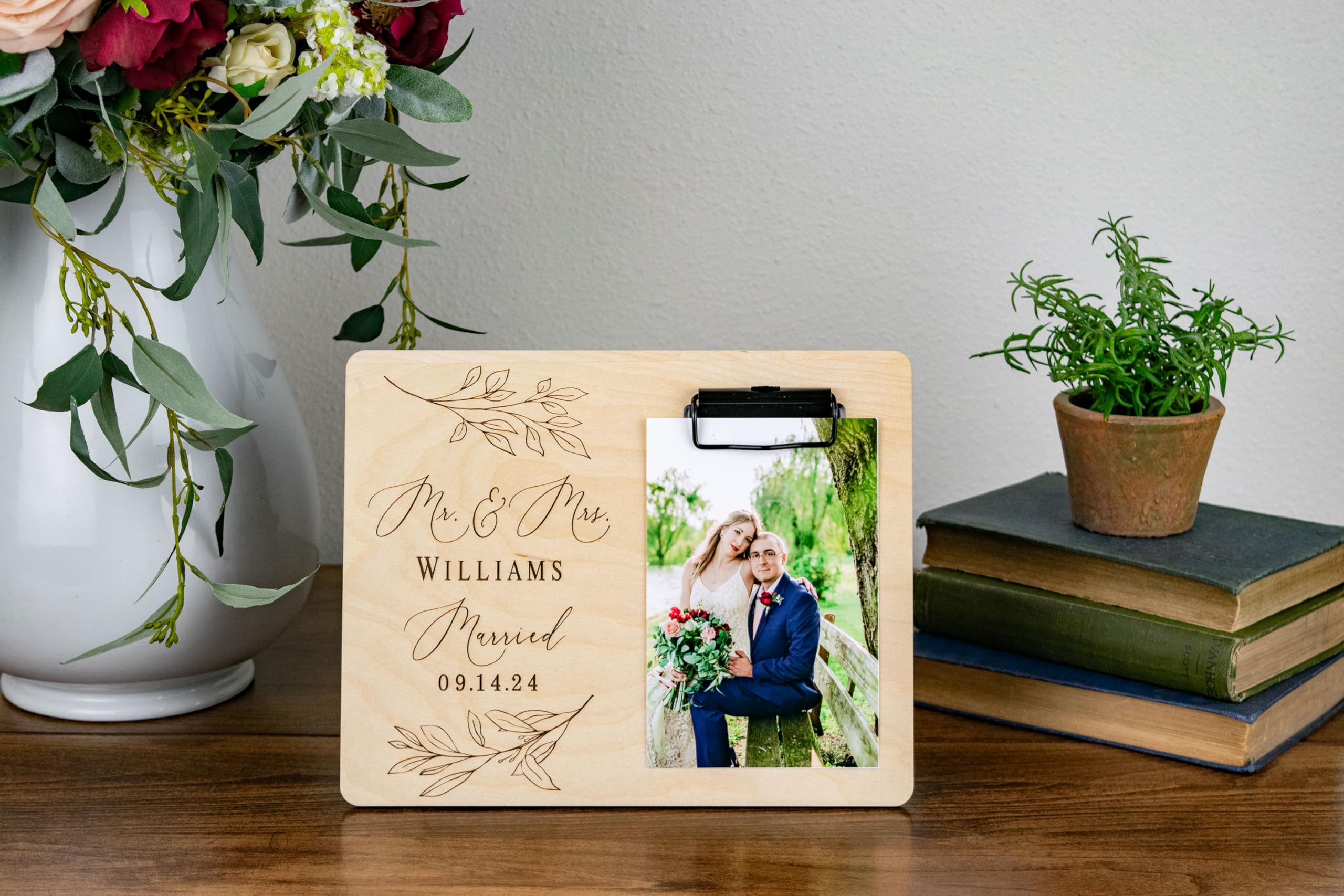 Handmade Personalized Wedding Picture Frame - Custom Engraved Anniversary Gift for Couples, Newlyweds & Bridal Shower - Perfect for Home Decor, Wedding Albums & Romantic Keepsakes
