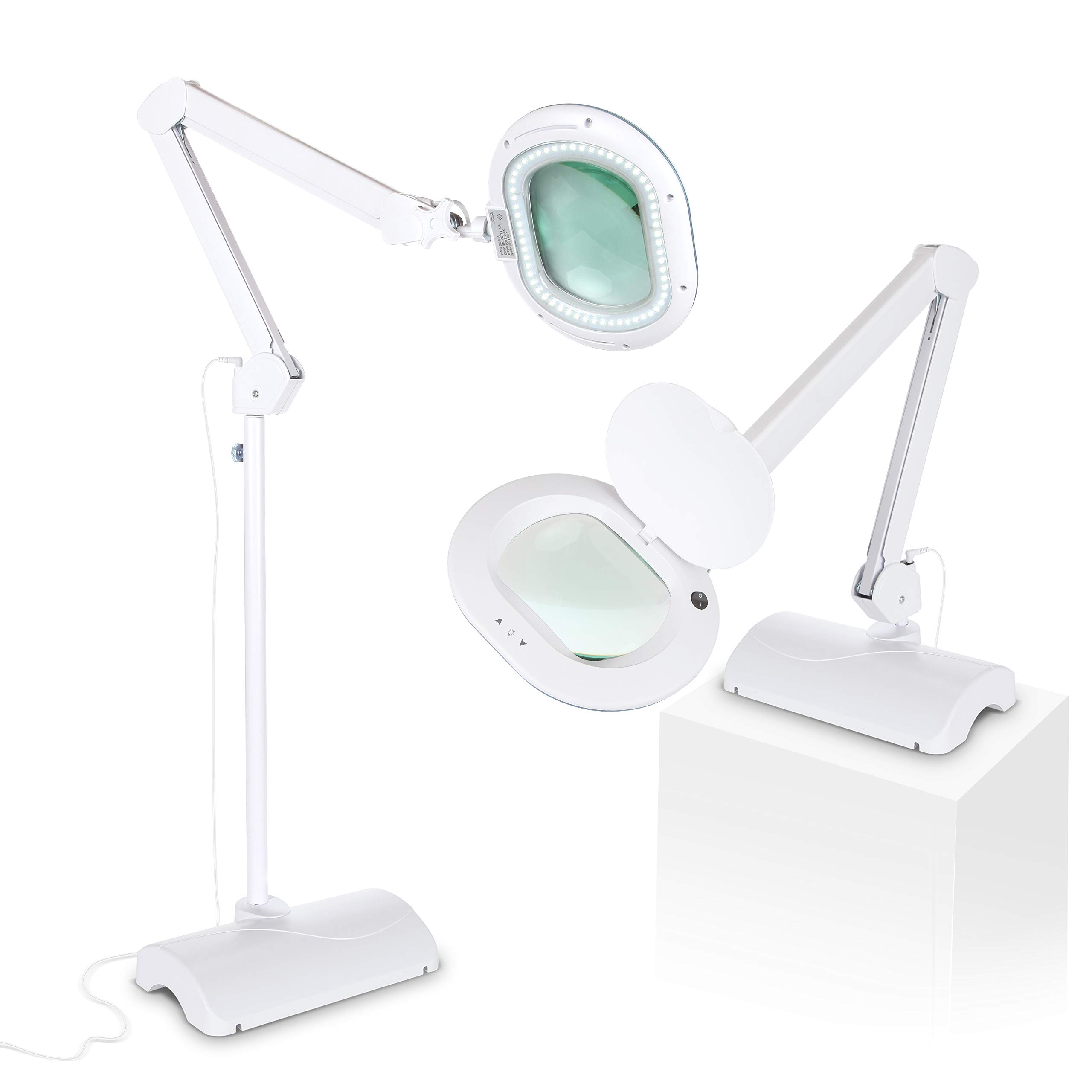 Brightech LightView Pro 2-in-1 Magnifying Floor Lamp & Table Lamp with Hands-Free LED Light - Adjustable Gooseneck Standing Magnifier for Reading, Crafts, Sewing & Detailed Work - Perfect for Seniors & Hobbyists