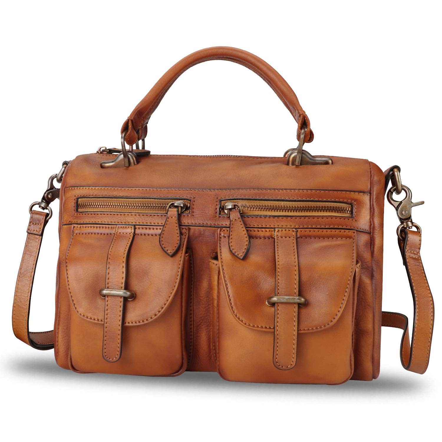 Vintage Handmade Genuine Leather Purse for Women - Top Handle Satchel Shoulder Bag with Strap | Perfect for Work, Travel & Everyday Use