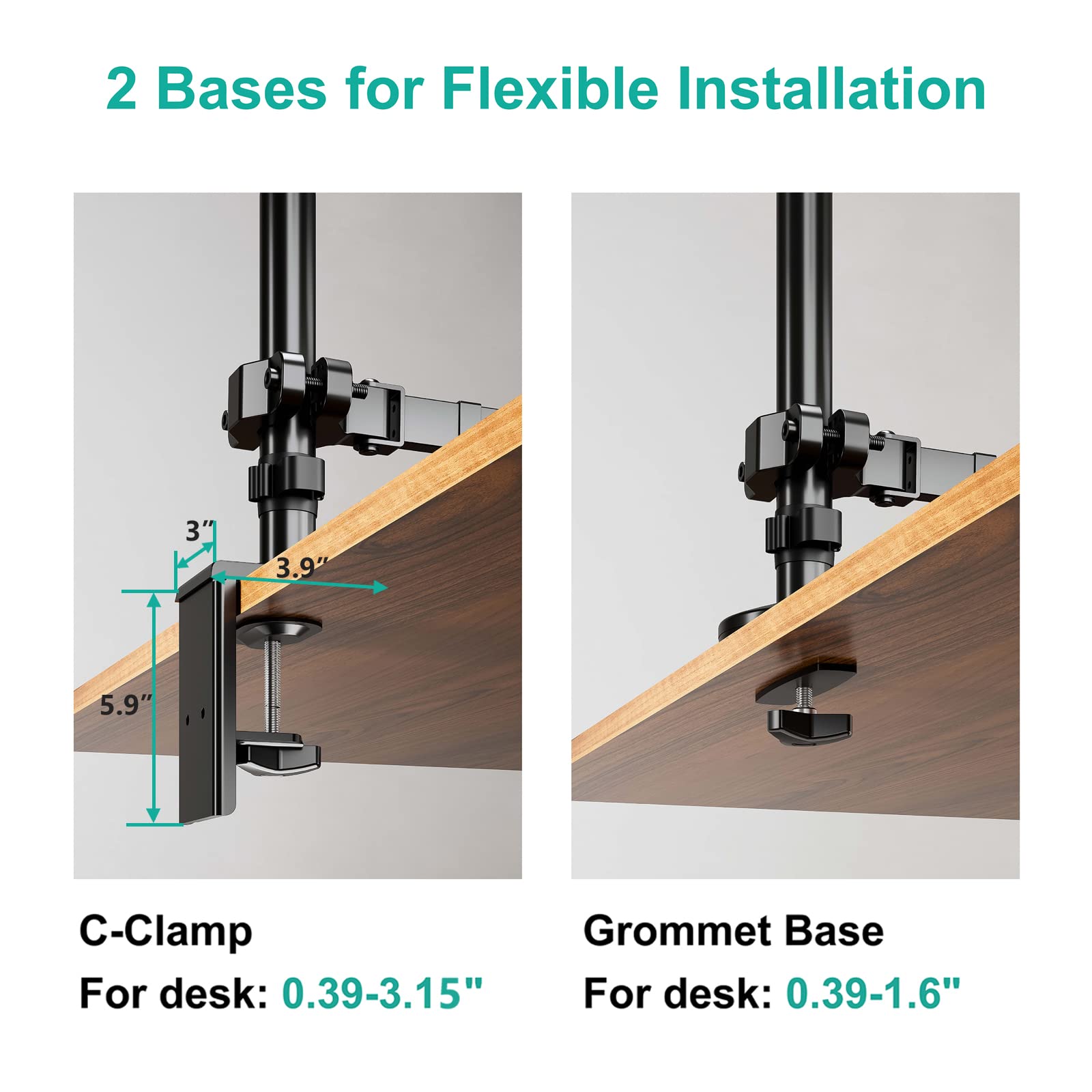 WALI Adjustable Spring Arm Dual Monitor Stand for 17