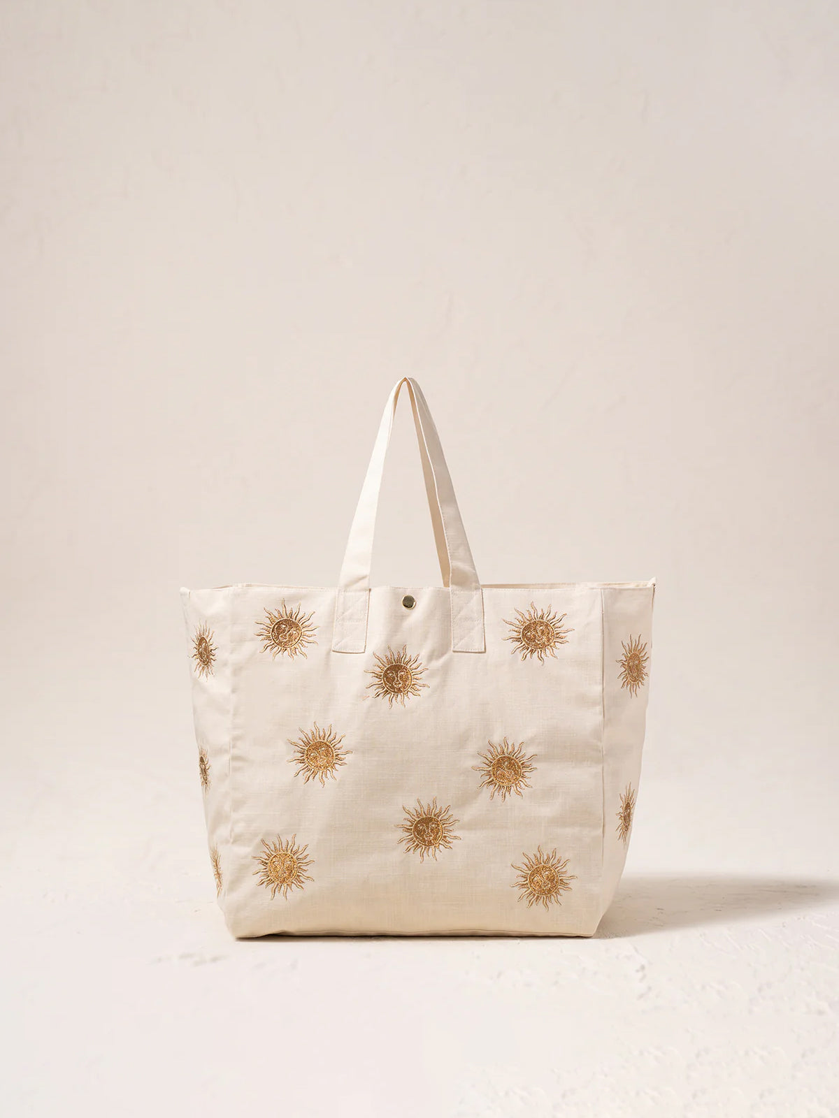 Elizabeth Scarlett Cotton Carryall Tote Bag - Oat Sun Goddess Design - Perfect for Beach, Shopping & Everyday Use