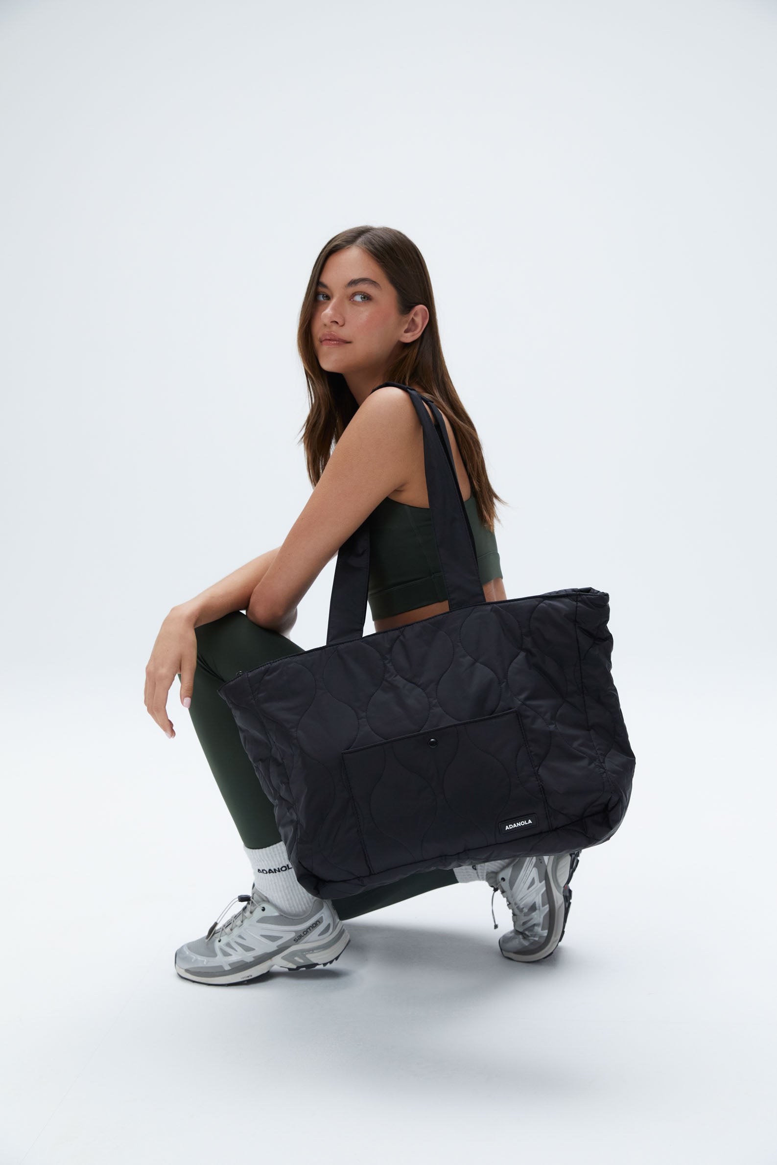 Quilted Nylon Tote Bag for Women - Stylish Black Shoulder Bag - Perfect for Work, Travel & Shopping - Water-Resistant & Durable Handbag