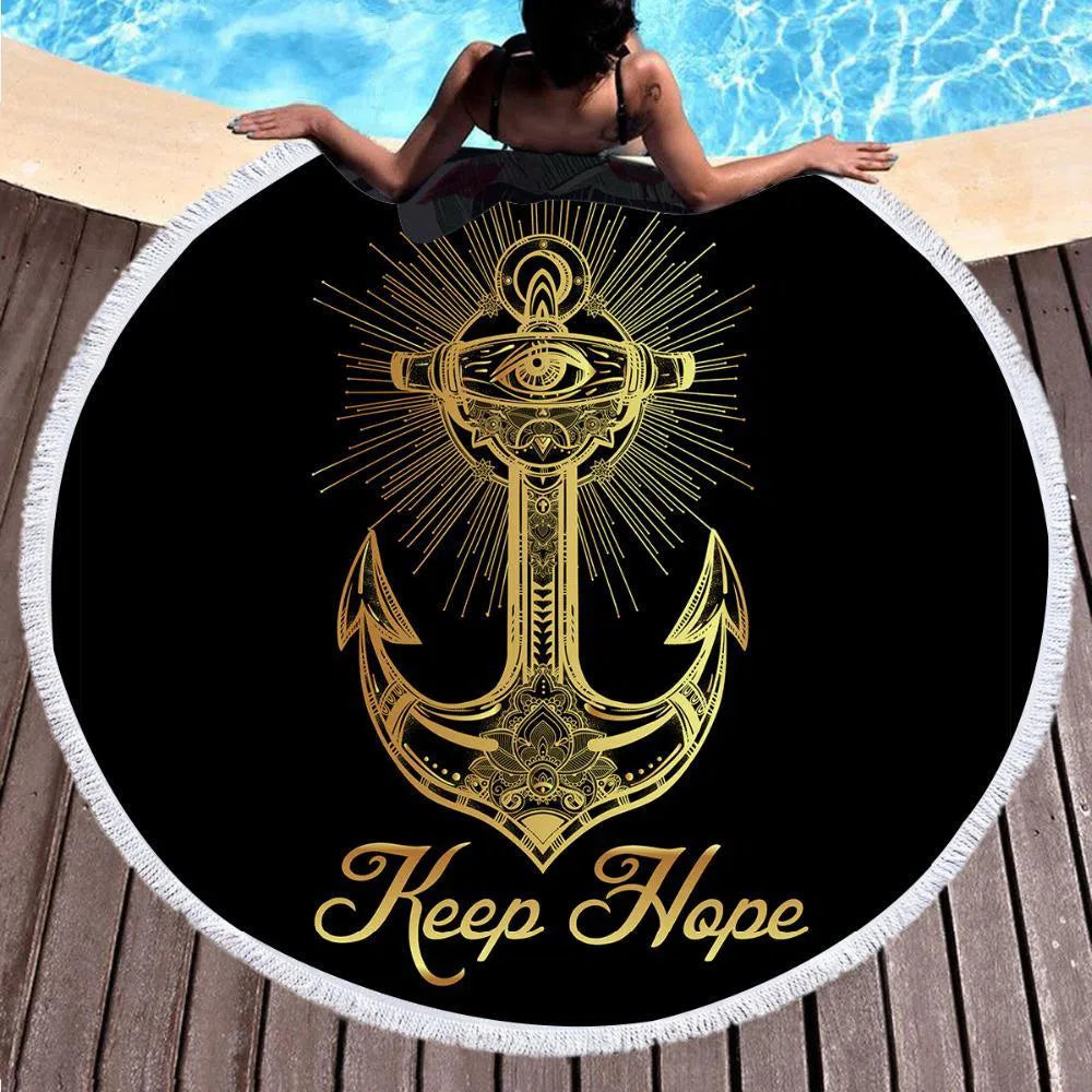 Always Keep Hope Round Beach Towel - Soft Quick-Dry Sand-Free Beach Blanket for Pool, Picnic & Outdoor Activities