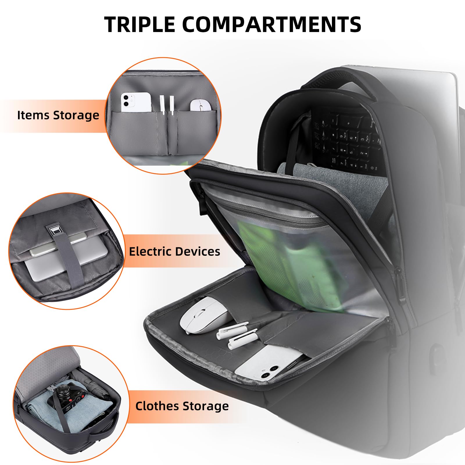 LIMINK Travel Laptop Backpack with USB Charging Port - Water-resistant Business Backpack for 15.6 Inch Laptop (Fits S19/S20/LK14/LK15/LK16/ET14) - Durable Carry-On Computer Bag with Luggage Strap for Men & Women - Perfect for Business Trips, Commuting and Air Travel (Black)