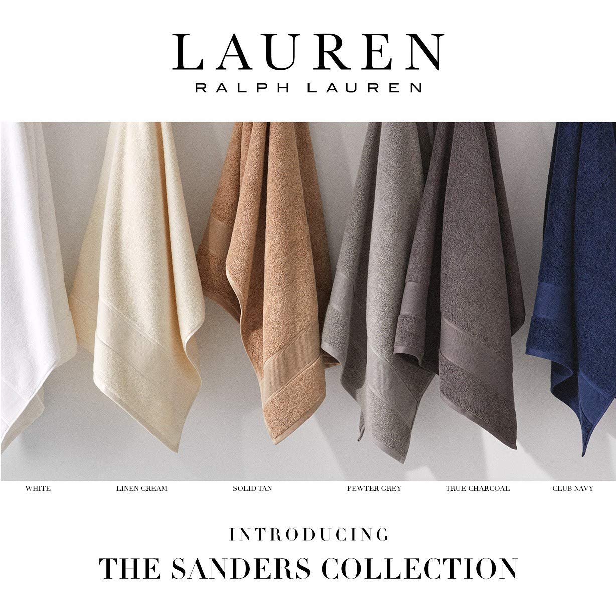 Ralph Lauren Sanders 6-Piece Luxury Bath Towel Set - Solid Tan/Light Brown - 2 Bath Towels, 2 Hand Towels, 2 Washcloths | Soft & Absorbent Cotton for Spa, Bathroom & Guest Room Decor