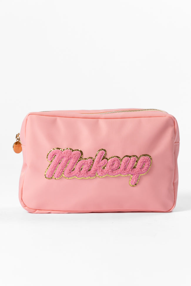 Pink Makeup Travel Pouch - Waterproof Cosmetic Bag for Women | Perfect for Travel, Gym & Daily Organization (FINAL SALE)
