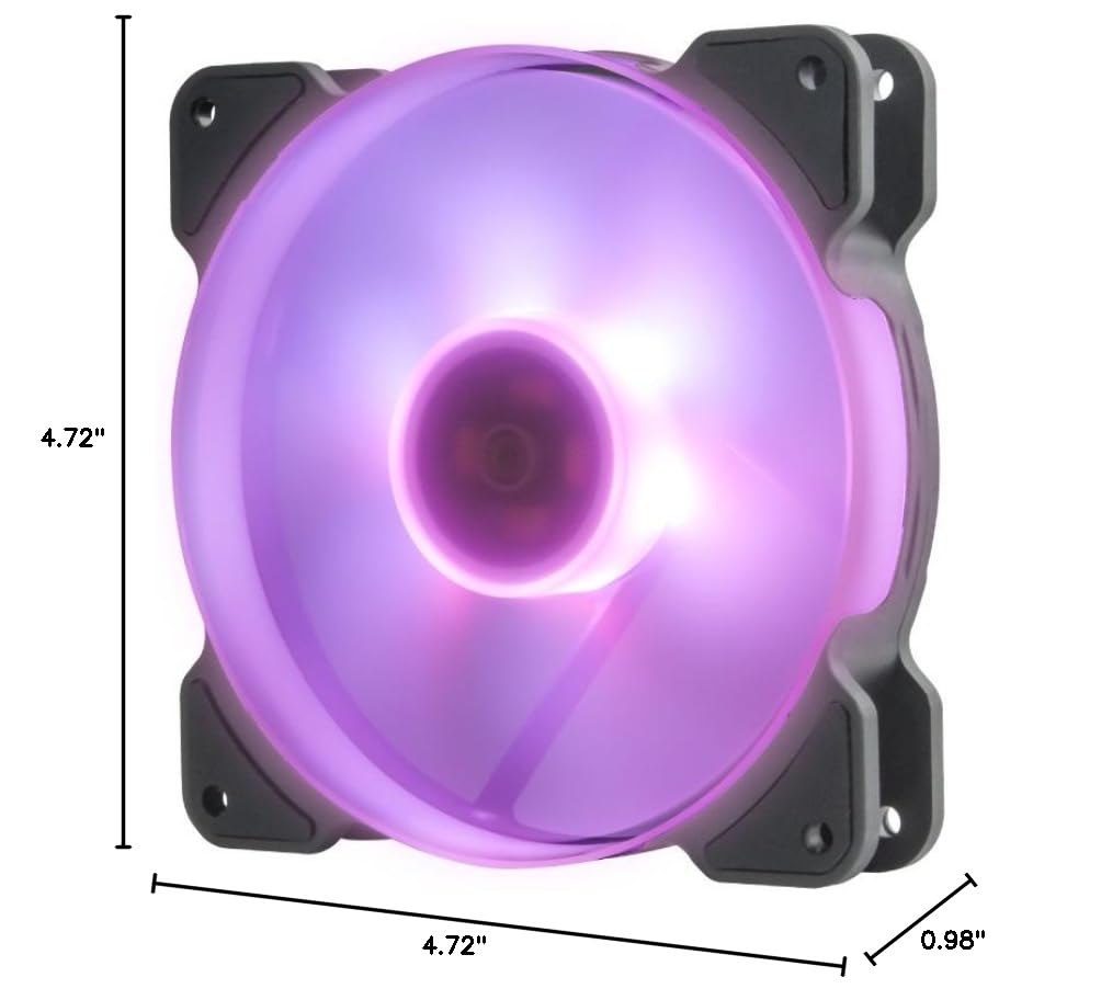 Reeven Kiran 120mm RGB LED PC Case Fan - Ultra Quiet Cooling Fan with Color Switch Button & PWM Control (400-1500 RPM) - Perfect for Gaming PC, Computer Case, and CPU Cooler Builds