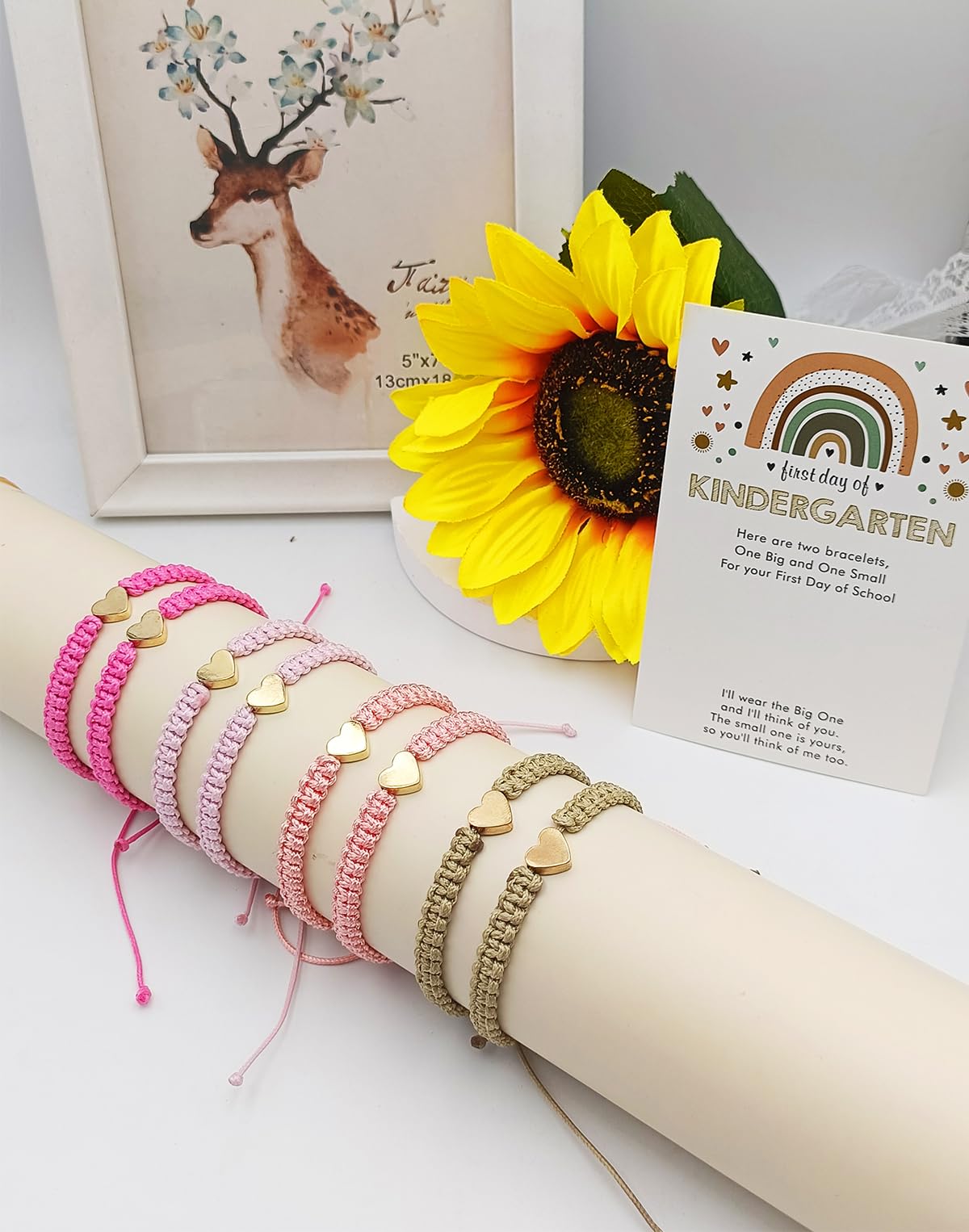 First Day of Kindergarten Bracelets for Mom and Daughter - Matching Heart Wish Adjustable Bracelets for Women - Perfect Back to School Gift for Pre-K Students & Parents - Ideal for School Photos, Memory Keeping and Mother-Daughter Bonding