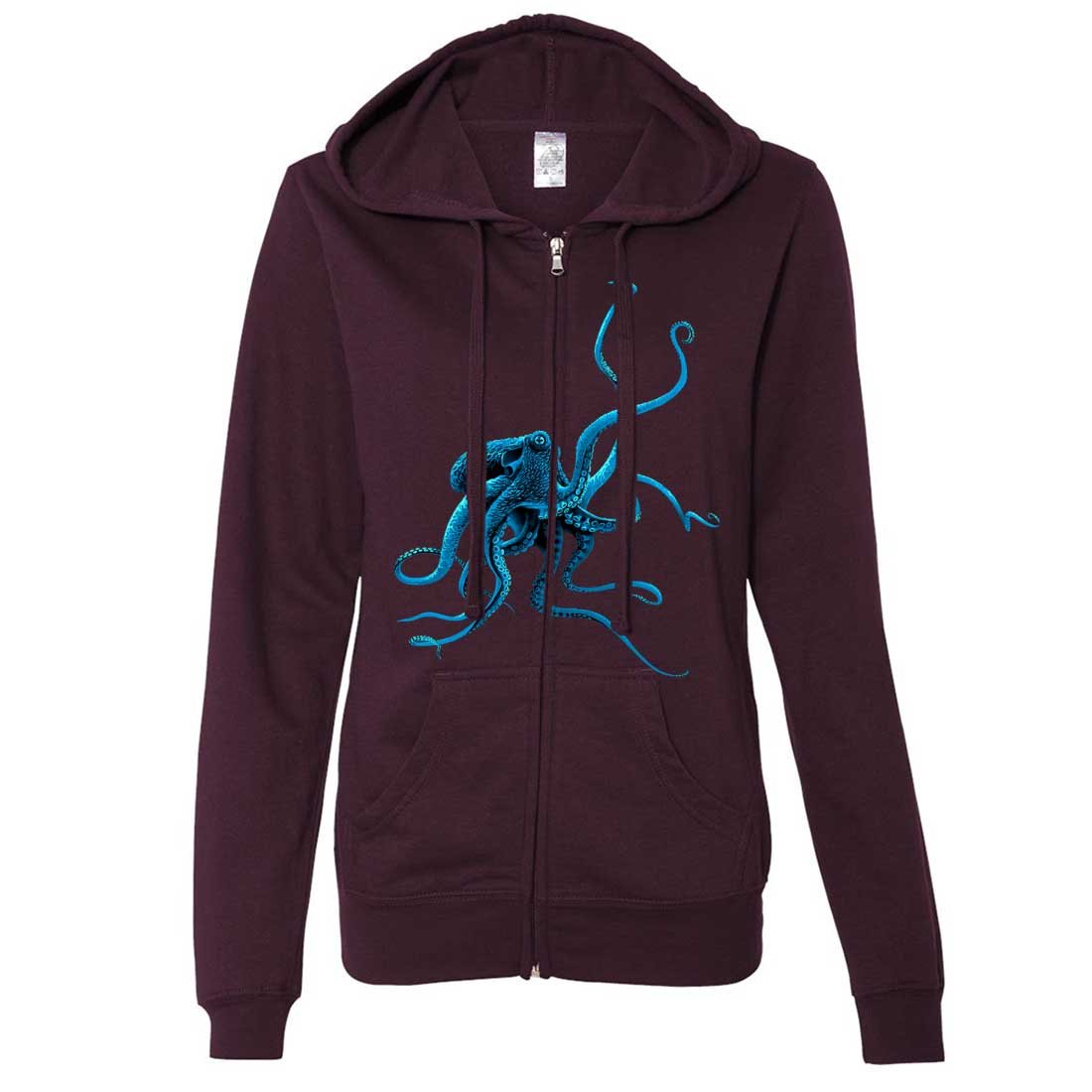 Dolphin Shirt Co Women's Octopus Print Zip Up Hoodie Sweatshirt - Casual Streetwear for Women, Perfect for Outdoor Activities & Daily Wear