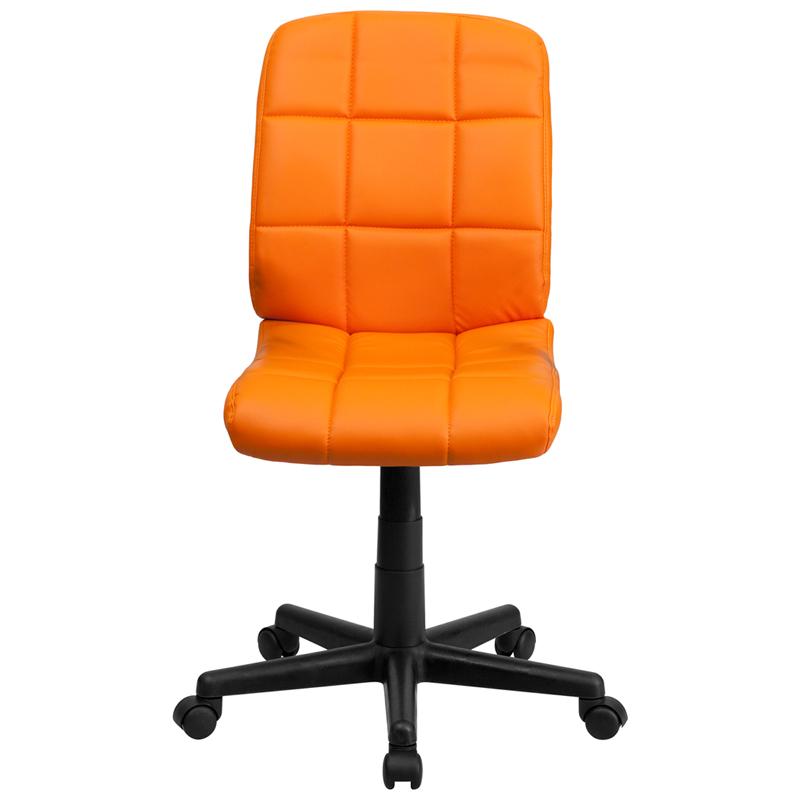 FLASH Clayton Mid Back Black Quilted Vinyl Swivel Task Office Chair with Arms - Ergonomic Desk Chair for Home Office, Computer Workstation & Conference Room