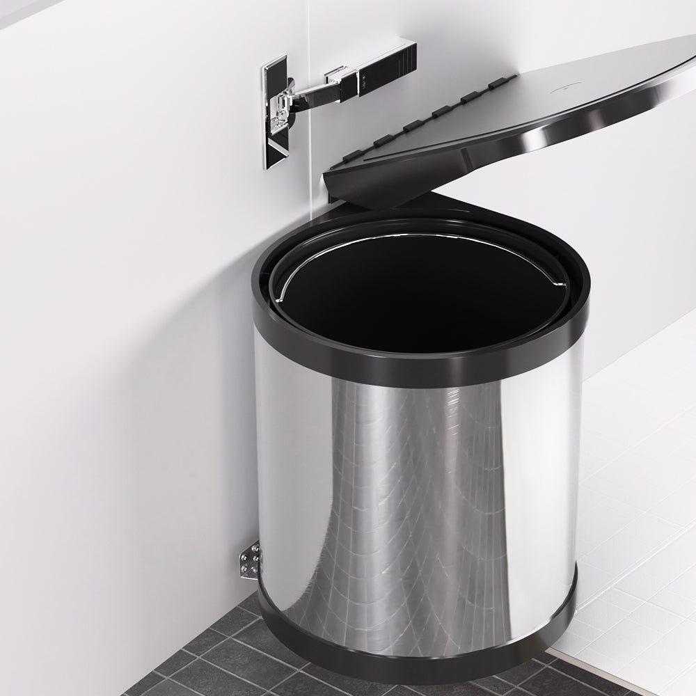 Cefito 12L Stainless Steel Swing Out Pull Out Trash Can for Kitchen - Space Saving Garbage Bin for Under Sink Cabinet, Pantry, or Office Use