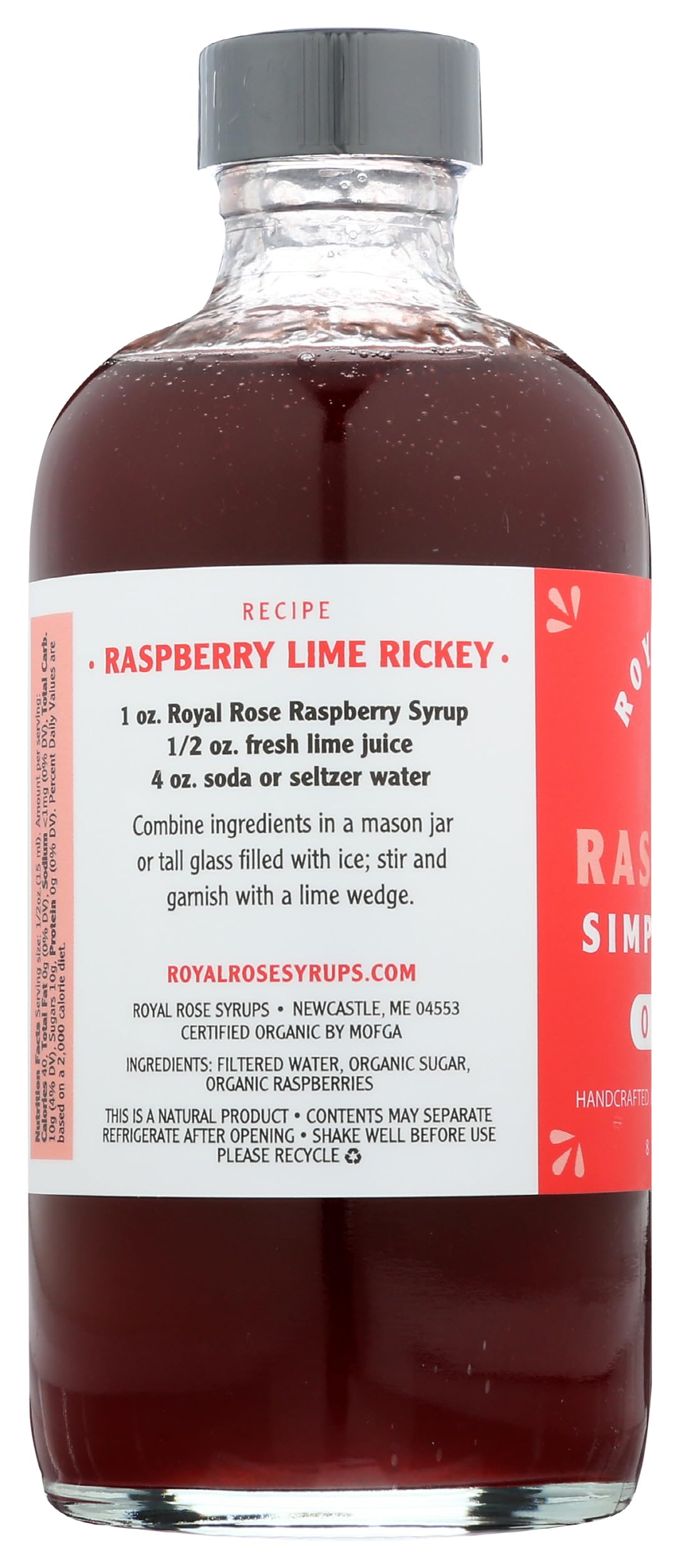 Organic Raspberry Simple Syrup by ROYAL ROSE - 8 Fl Oz | Premium Cocktail Mixer, Dessert Topping & Beverage Flavoring for Mocktails, Coffee, Tea & Baking