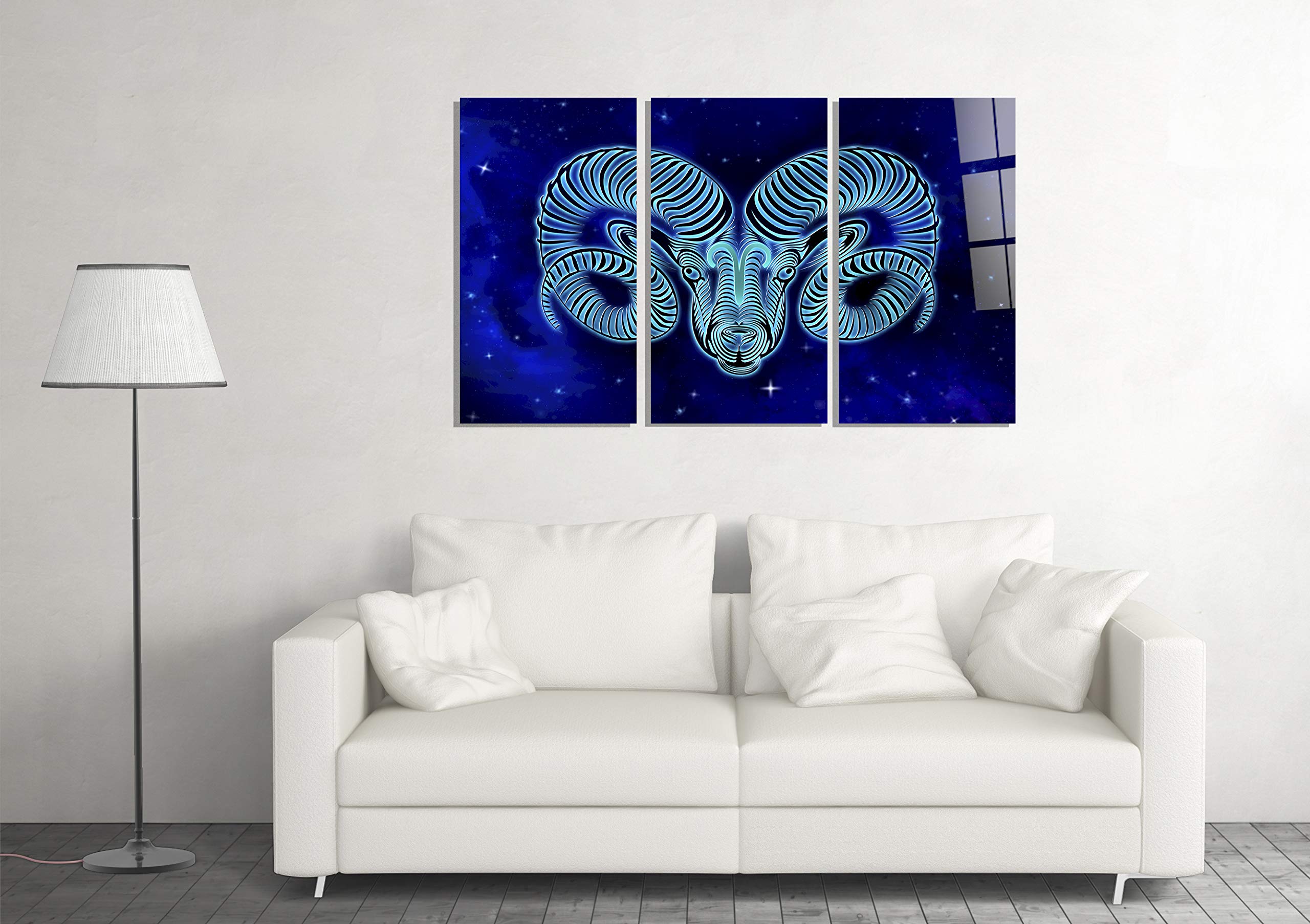 Aries Ram Zodiac Sign Astrology Print Tempered Glass Wall Art - Luxury Home Decor Gift for Astrology Lovers, Perfect for Living Room, Bedroom & Office Decor
