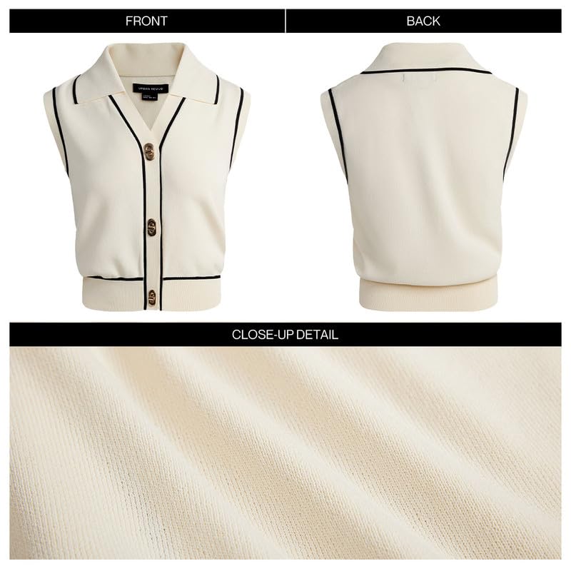Women's Sleeveless V-Neck Button Down Knit Sweater Vest - 2024 Casual Summer Tops for Office, Layering & Outdoor Activities