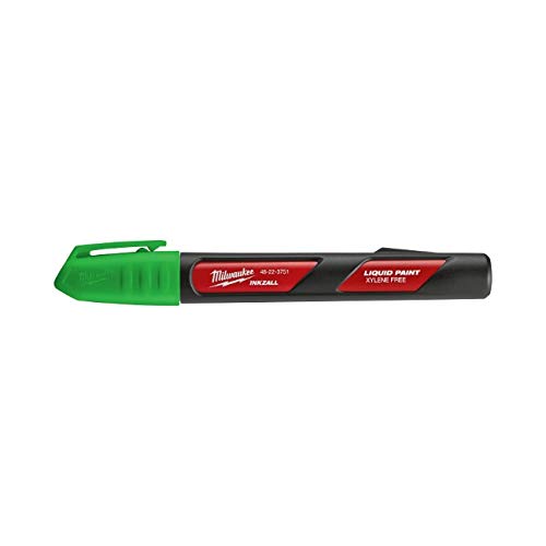 Milwaukee Inkzall Green Paint Marker - Permanent Industrial Marking Pen for Metal, Wood, Plastic - Ideal for Construction, DIY Projects, and Outdoor Use
