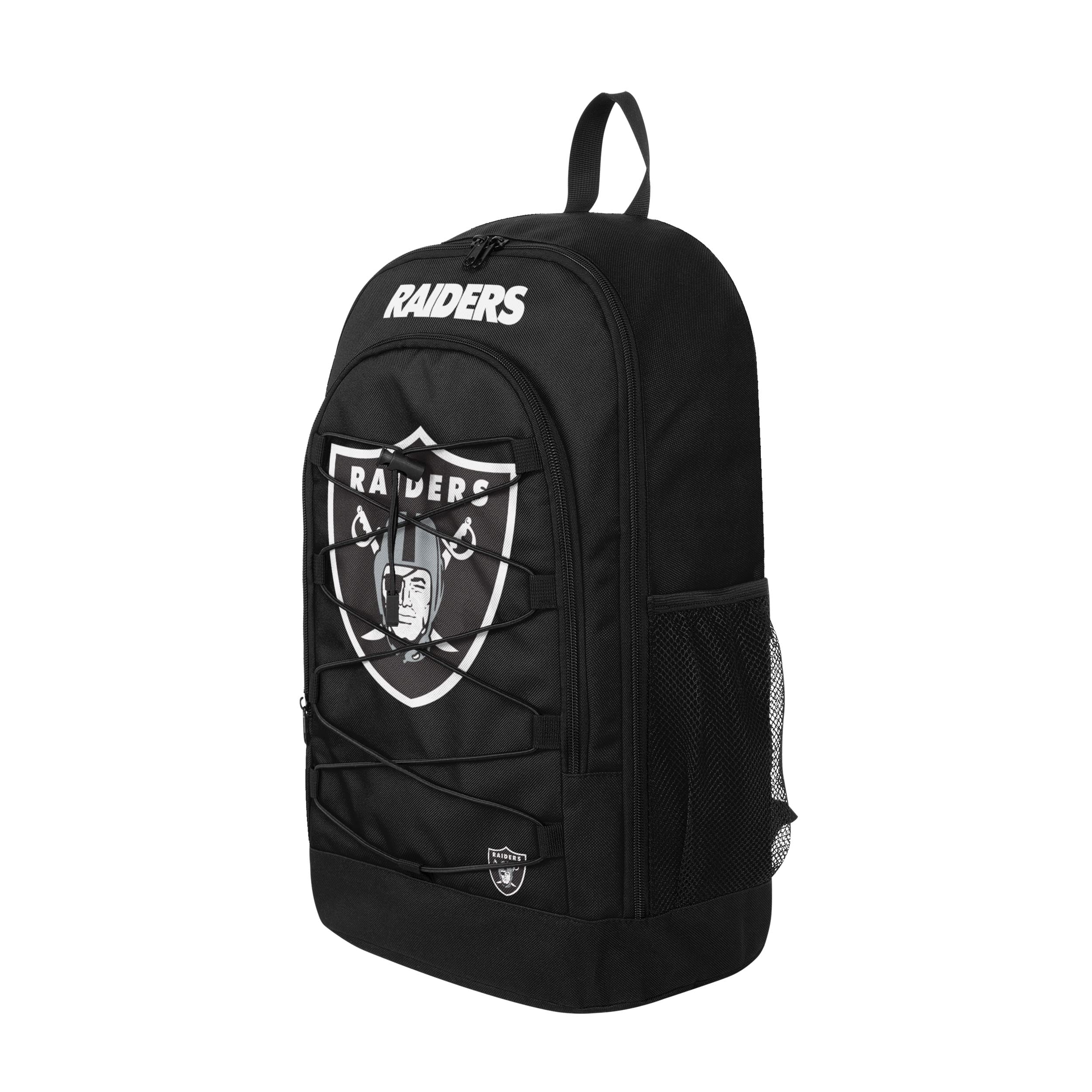 FOCO Las Vegas Raiders NFL Big Logo Bungee Backpack - Officially Licensed Adjustable Drawstring Bag for Men & Women - Perfect for School, Travel, and Game Day Fan Gear
