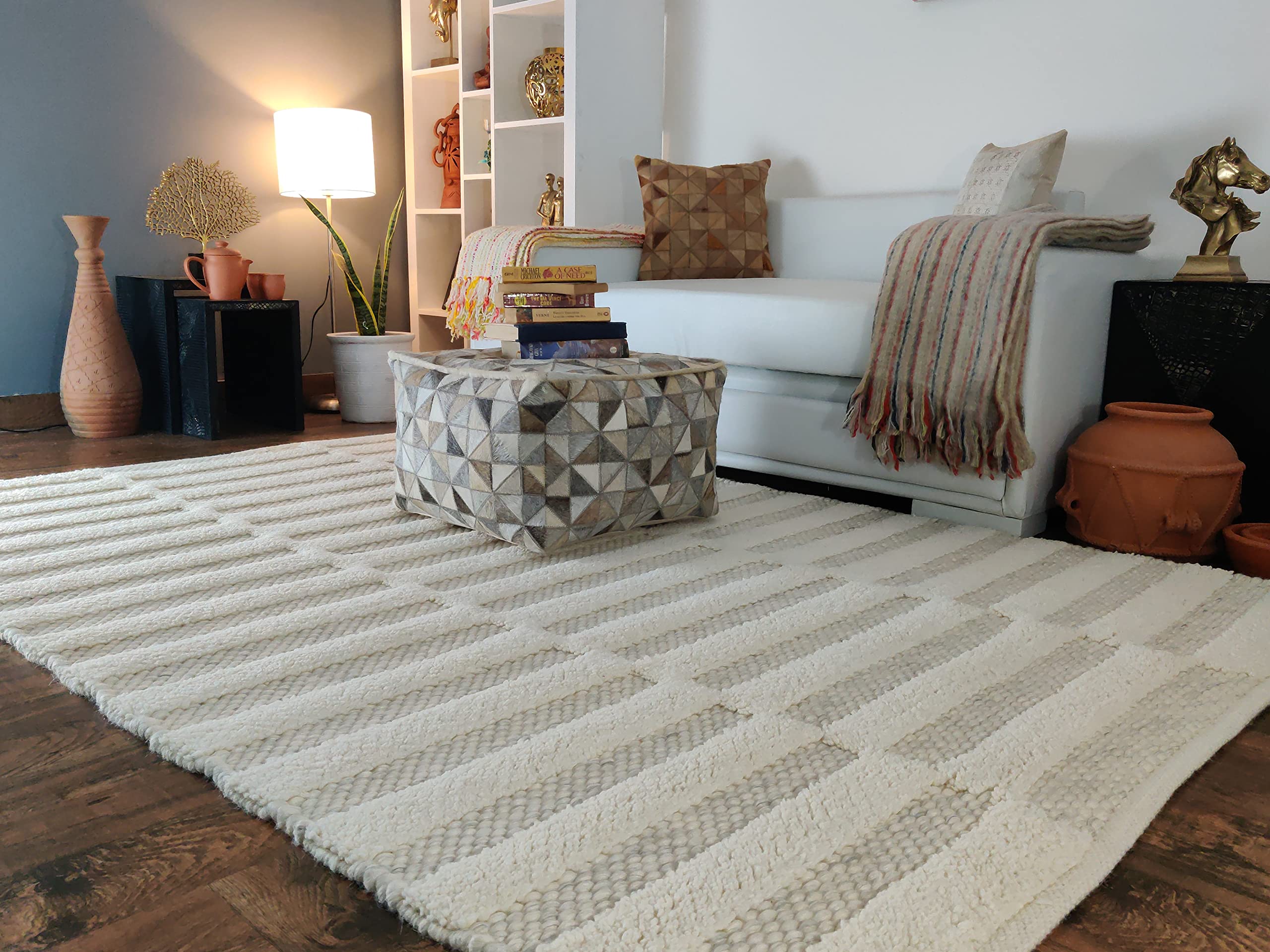 Loominaire Handmade Riviera Wool Natural Fiber Rug – Easy Maintenance, Soft & Durable – Perfect for Living Room, Bedroom, Family Room Floors (5' x 8') – Cozy Home Decor & Stylish Floor Covering