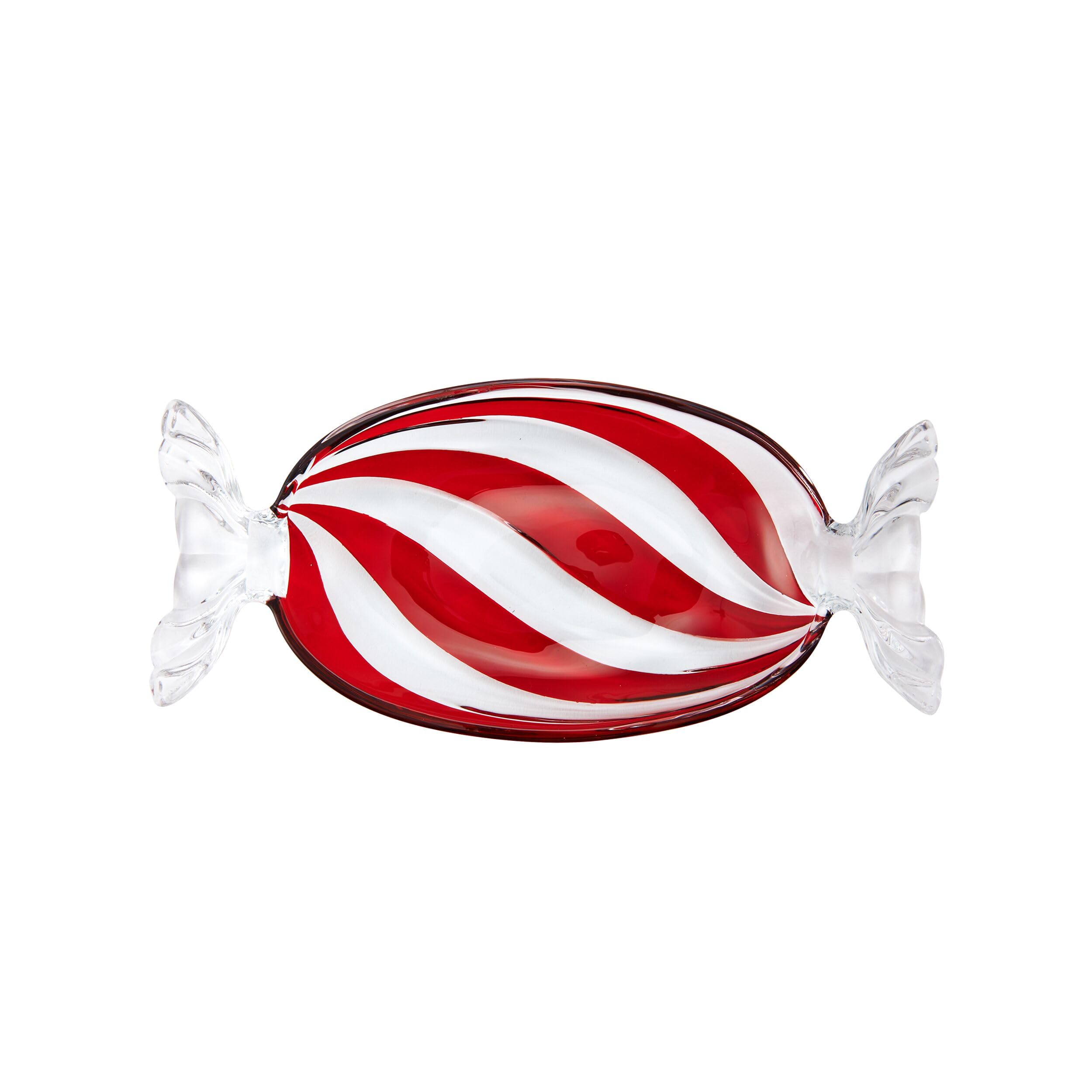 Mikasa Peppermint Christmas Holiday Twist Glass Candy Dish - 13.75 Inch Festive Serving Bowl for Holiday Parties, Candy Display & Home Decor