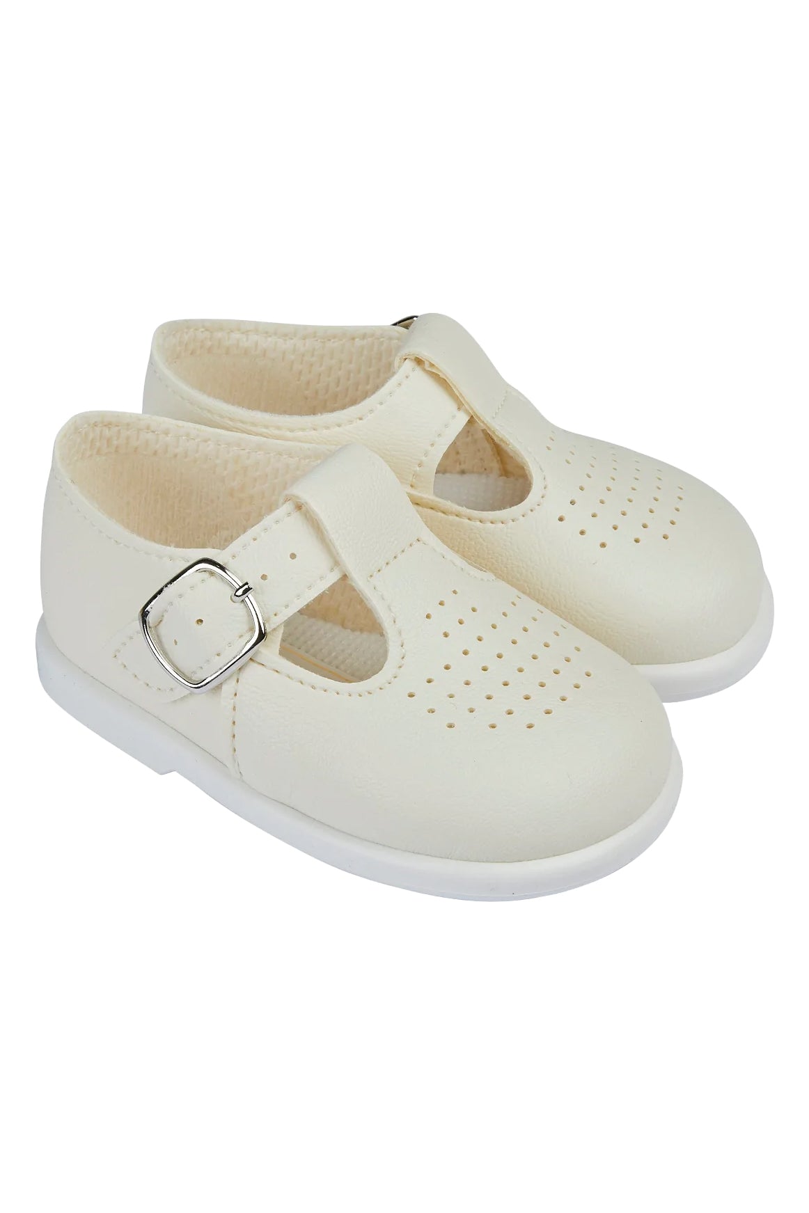 **Cream T-Bar Hard Sole Shoes for Women - Comfortable & Stylish Mary Jane Flats for Work, Office, and Casual Wear**