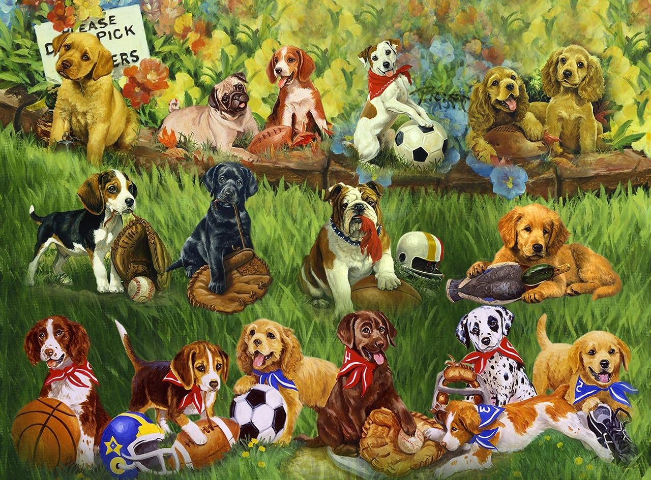 1000 Piece Jigsaw Puzzle for Adults & Kids - Dog Pet Artwork for Family Game Night