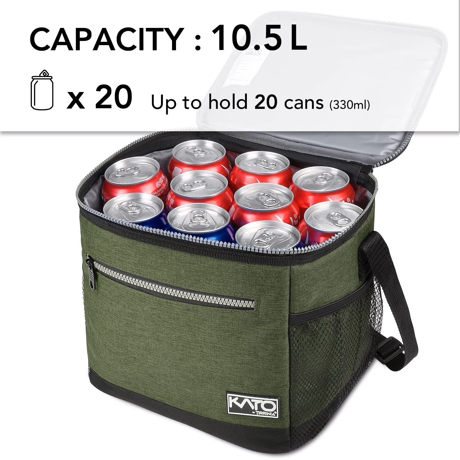 Tirrinia Large Insulated Lunch Box for Men & Women - Leakproof Thermal Lunch Bag for Office, Picnic, Work, Beach & Camping - Reusable Cooler Tote for Adults (Green) - Perfect for Meal Prep, Outdoor Adventures & Daily Commute