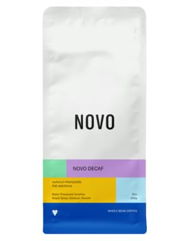 Novo Decaf Medium Roast Whole Bean Coffee - 5lb Bag | Swiss Water Process Decaffeinated | Fresh Roasted Premium Arabica Beans | Perfect for Home Brewing, Office Use & Gifts