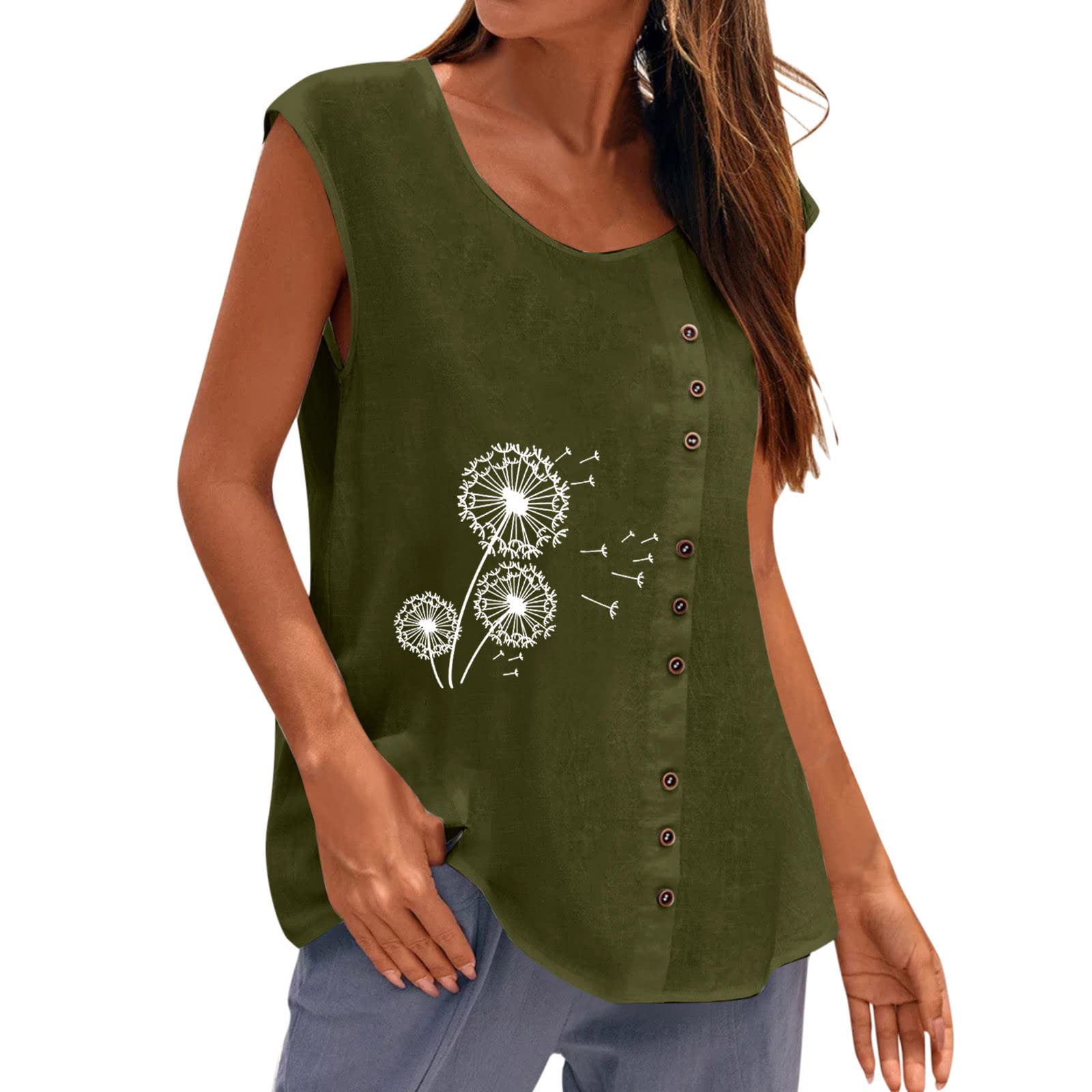 Women's Workout Tank Tops - Loose Fit Sleeveless Button Vest with Round Neck for Summer | Gym, Yoga, Running & Casual Wear