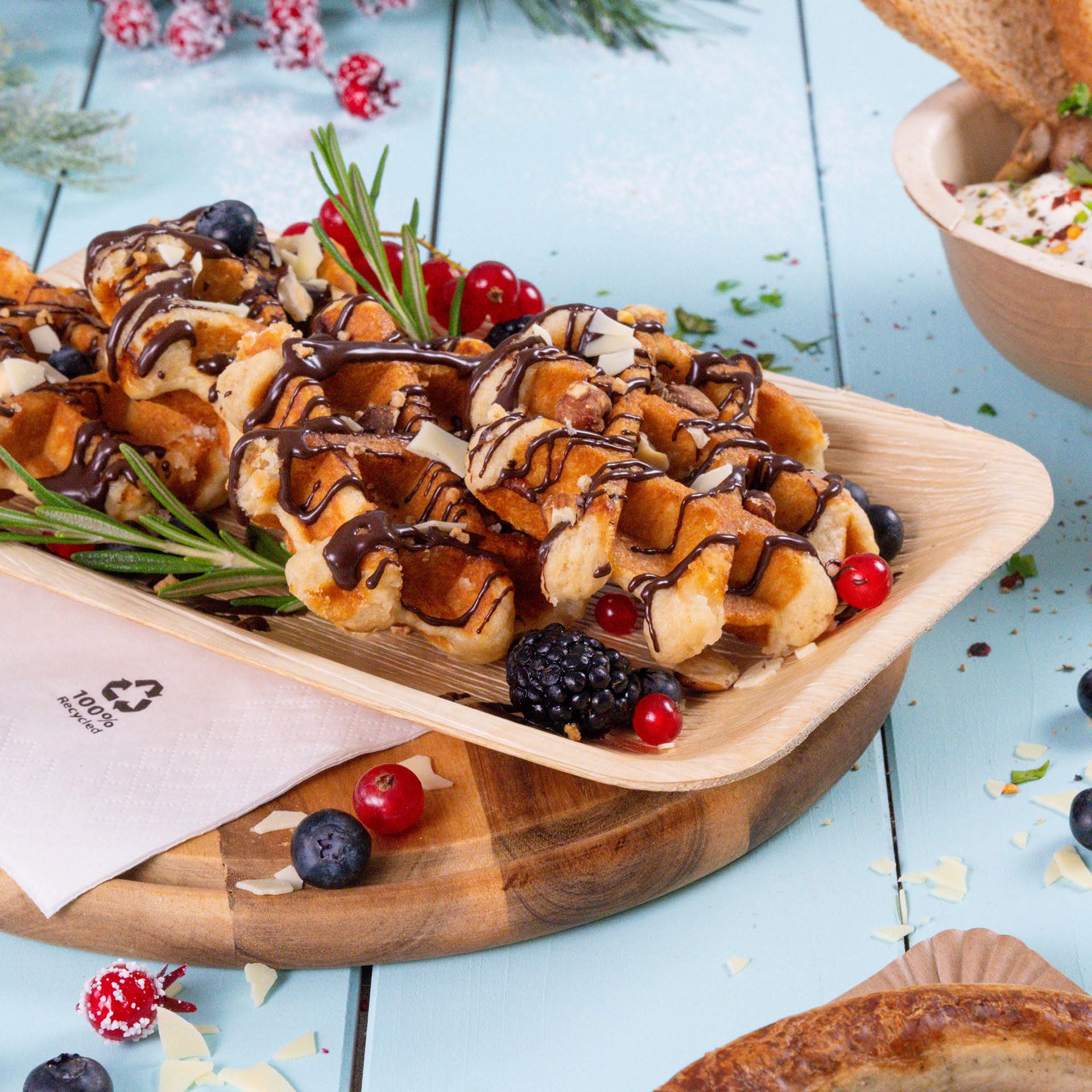 BIOZOYG 200 Pack 10x6 Inch Eco-Friendly Palm Leaf Plates - Biodegradable Rectangular Disposable Tableware for Weddings, Parties & Events | Sustainable Compostable Dinnerware for Outdoor Picnics, BBQs & Catering