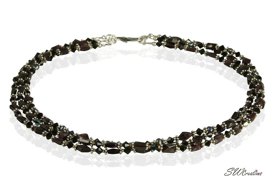 Multi Strand Garnet Gemstone Necklace for Women | Genuine Red Garnet Beaded Jewelry | Perfect for Evening Parties, Weddings & Special Occasions