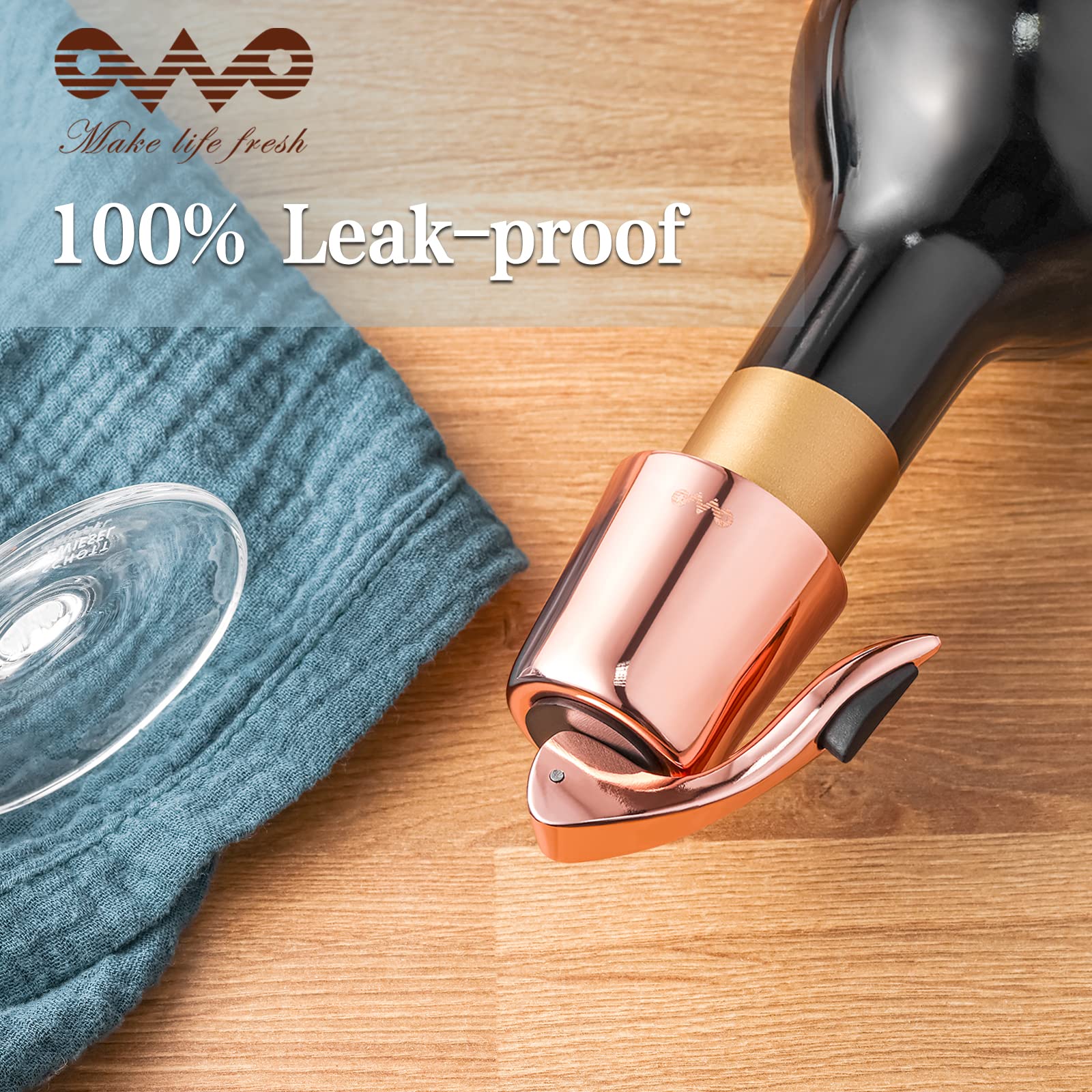 Premium Stainless Steel Wine Bottle Stopper - Reusable Wine Saver with Airtight Silicone Seal | Elegant Rose Gold Decorative Bottle Sealer | Preserves Wine Freshness for Days | Perfect for Parties, Gifts & Home Bars (1 Pack)