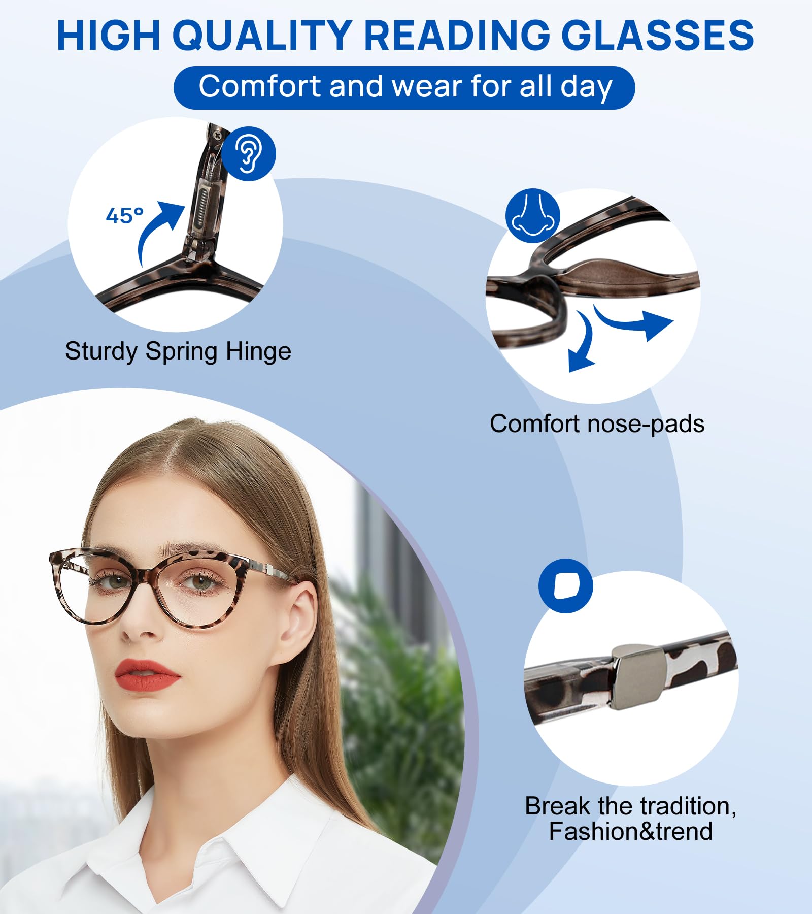 OCCI CHIARI Oversized Reading Glasses for Women - Fashionable Large Frame Readers with Lightweight Design - Perfect for Reading, Working, and Computer Use