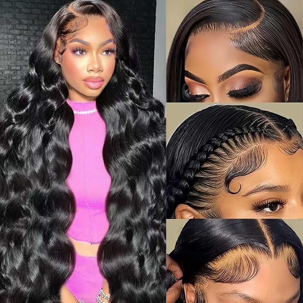 13x6 HD Transparent Lace Front Wigs Human Hair - Pre Plucked 200% Density Glueless Body Wave Wig with Baby Hair for Women | 26 Inch Natural Looking Human Hair Wig for Daily Wear, Parties & Special Occasions