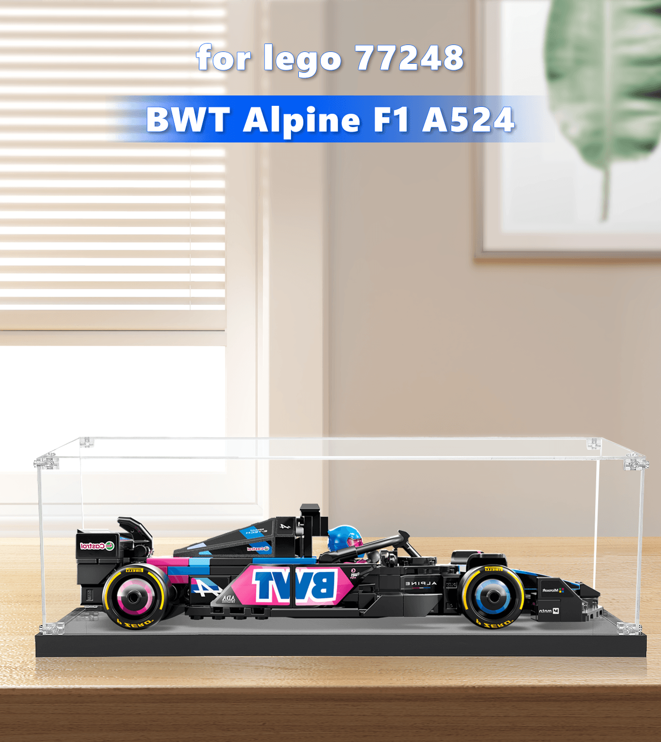 LEGO BWT Alpine F1 A524 (1:32 Scale) Display Case - Protective Showcase for Model 77248 - Perfect for Collectors & Home Decor